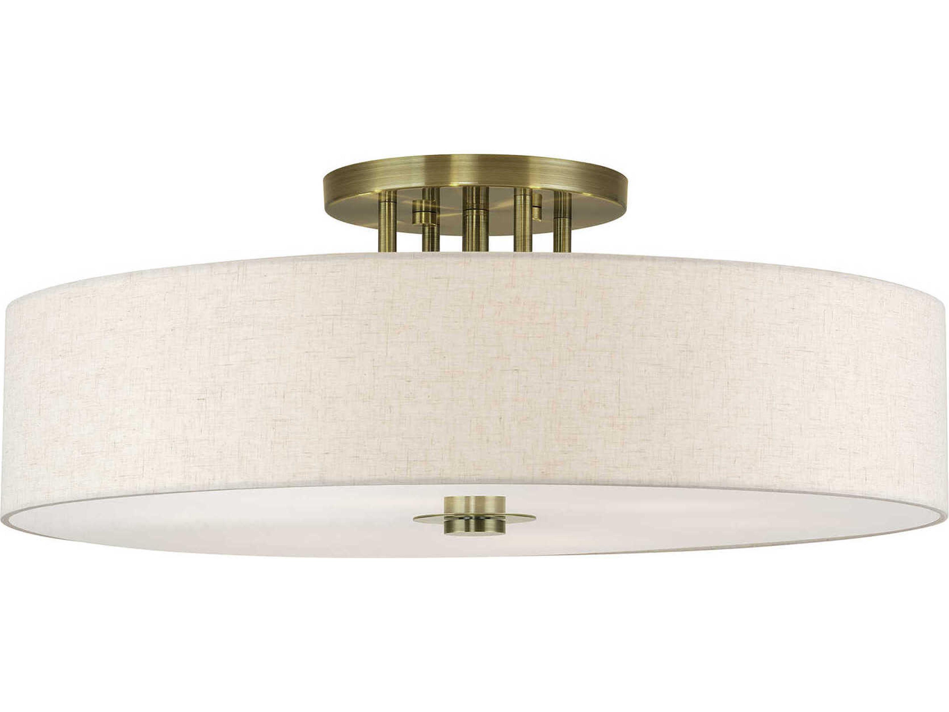 Monroe 6-Light Antique Brass Drum Semi Flush Mount