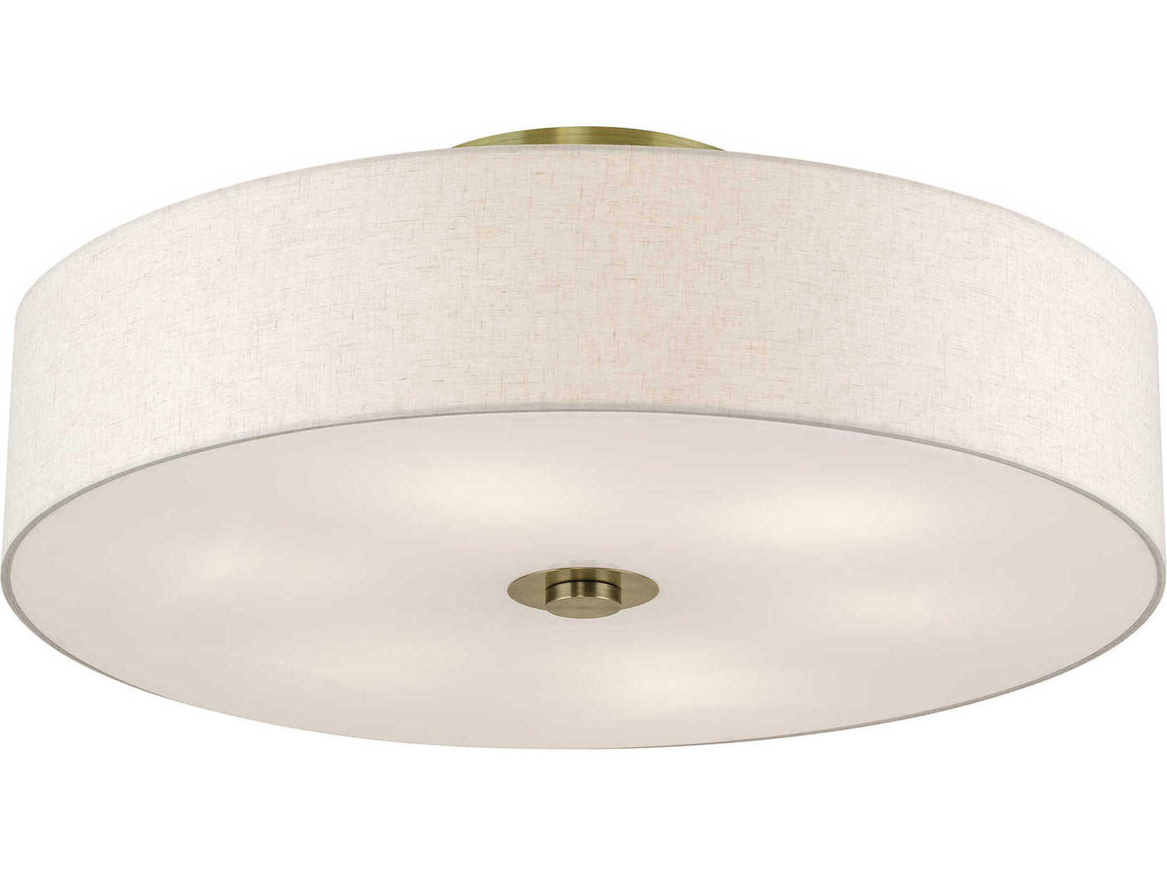 Livex Lighting Monroe 6-Light Antique Brass Drum Semi Flush Mount