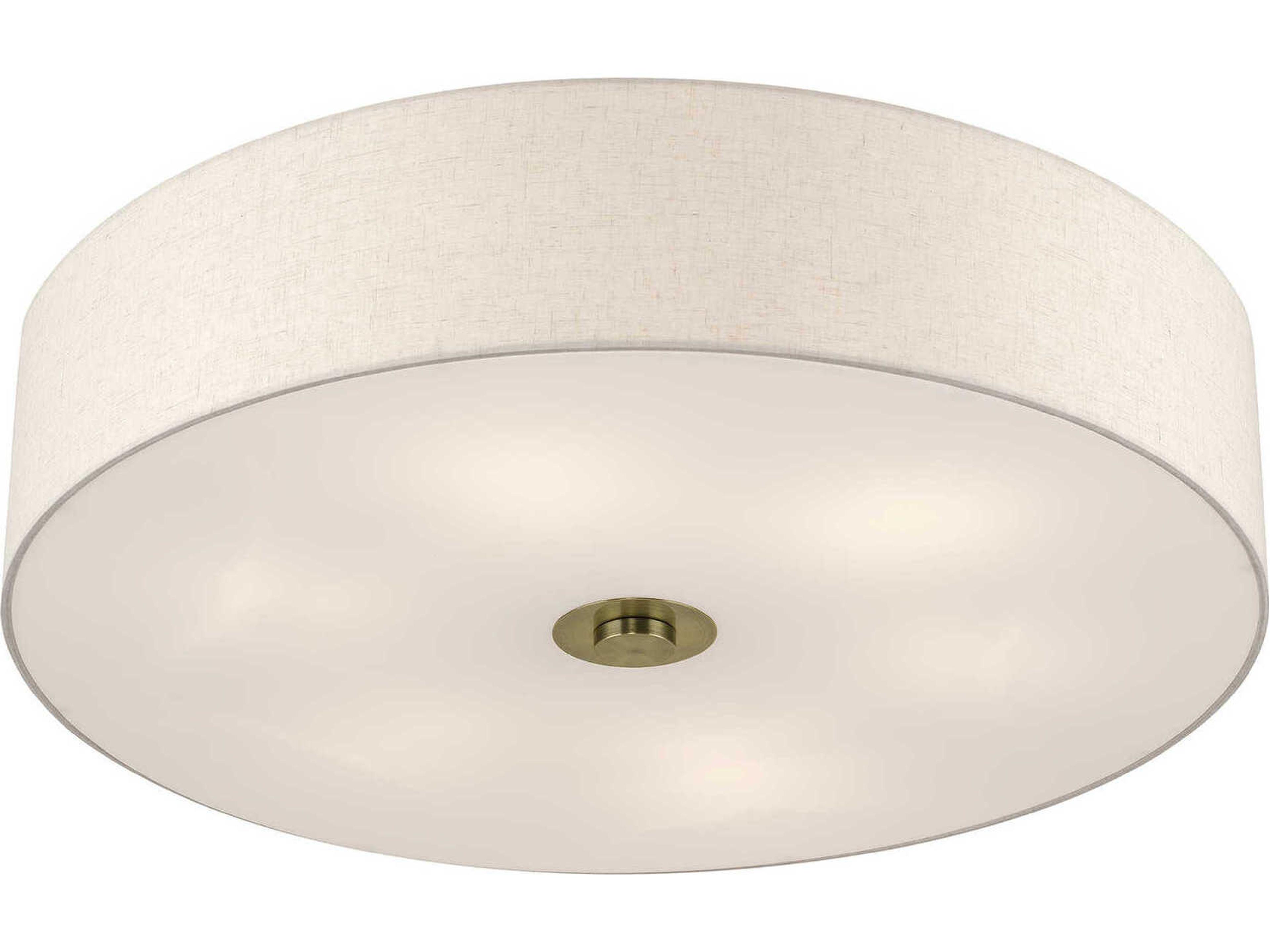 Livex Lighting Monroe 6-Light Antique Brass Drum Semi Flush Mount