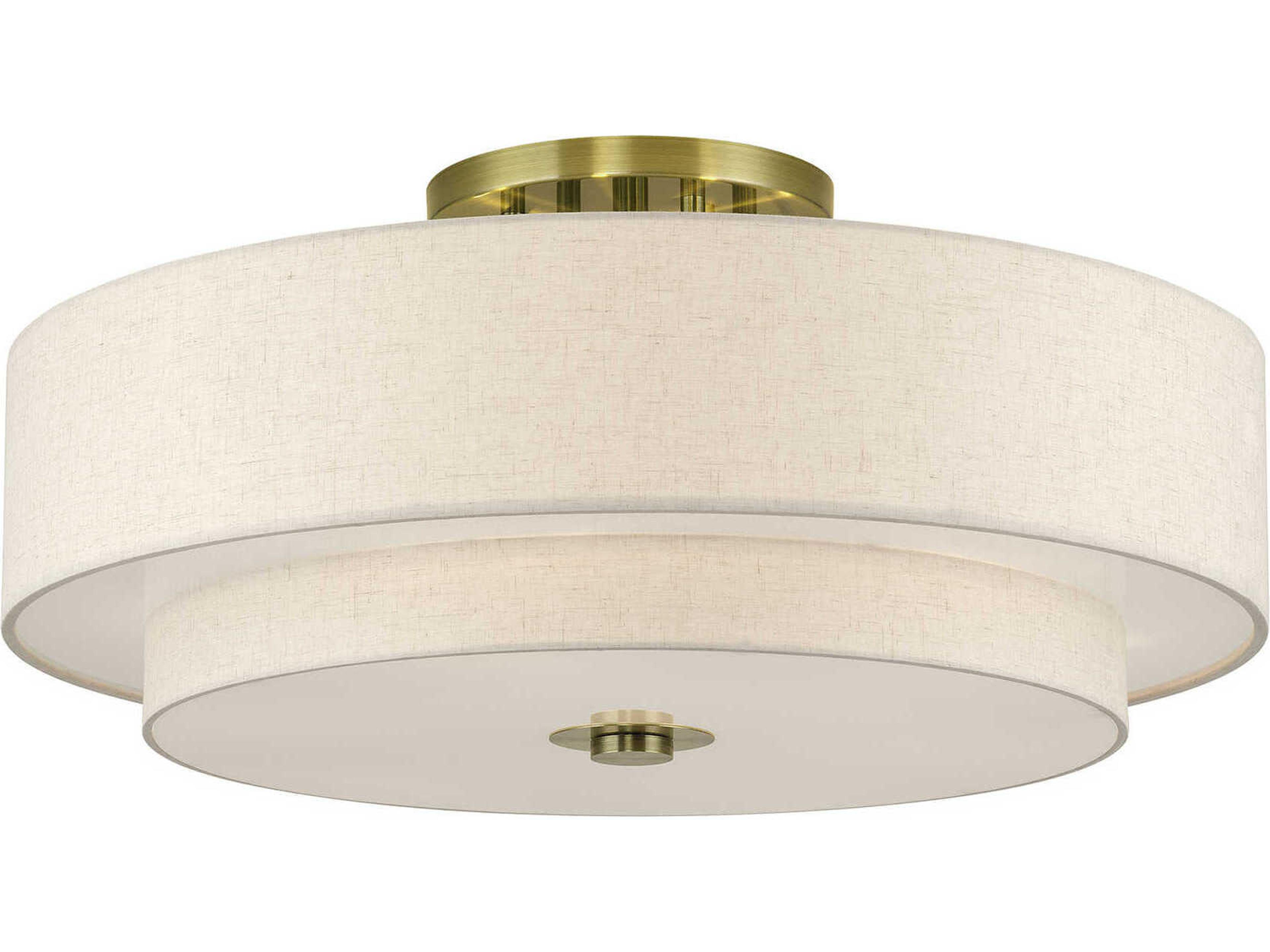 Livex Lighting Monroe 6-Light Antique Brass Drum Semi Flush Mount