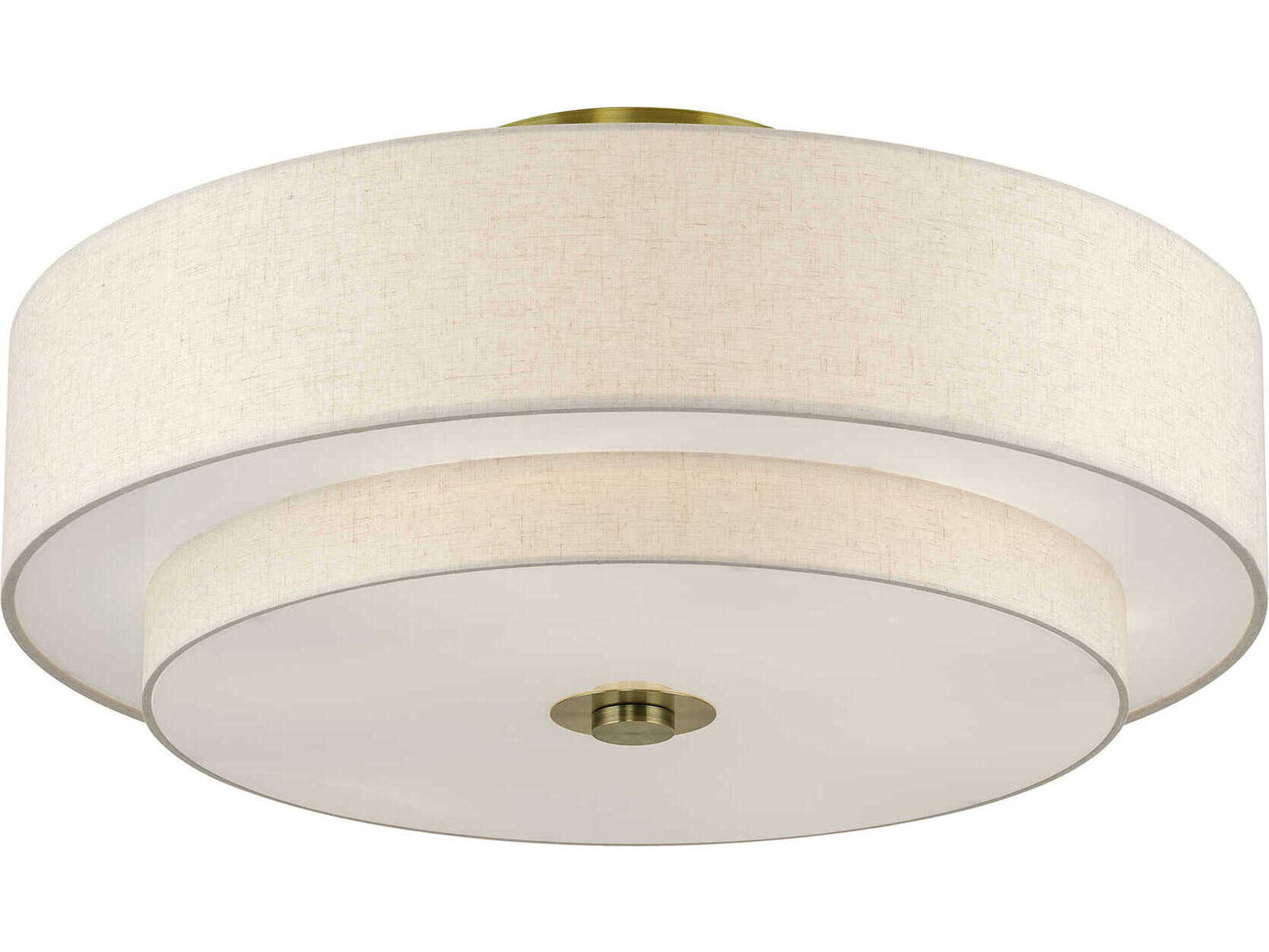 Livex Lighting Monroe 6-Light Antique Brass Drum Semi Flush Mount