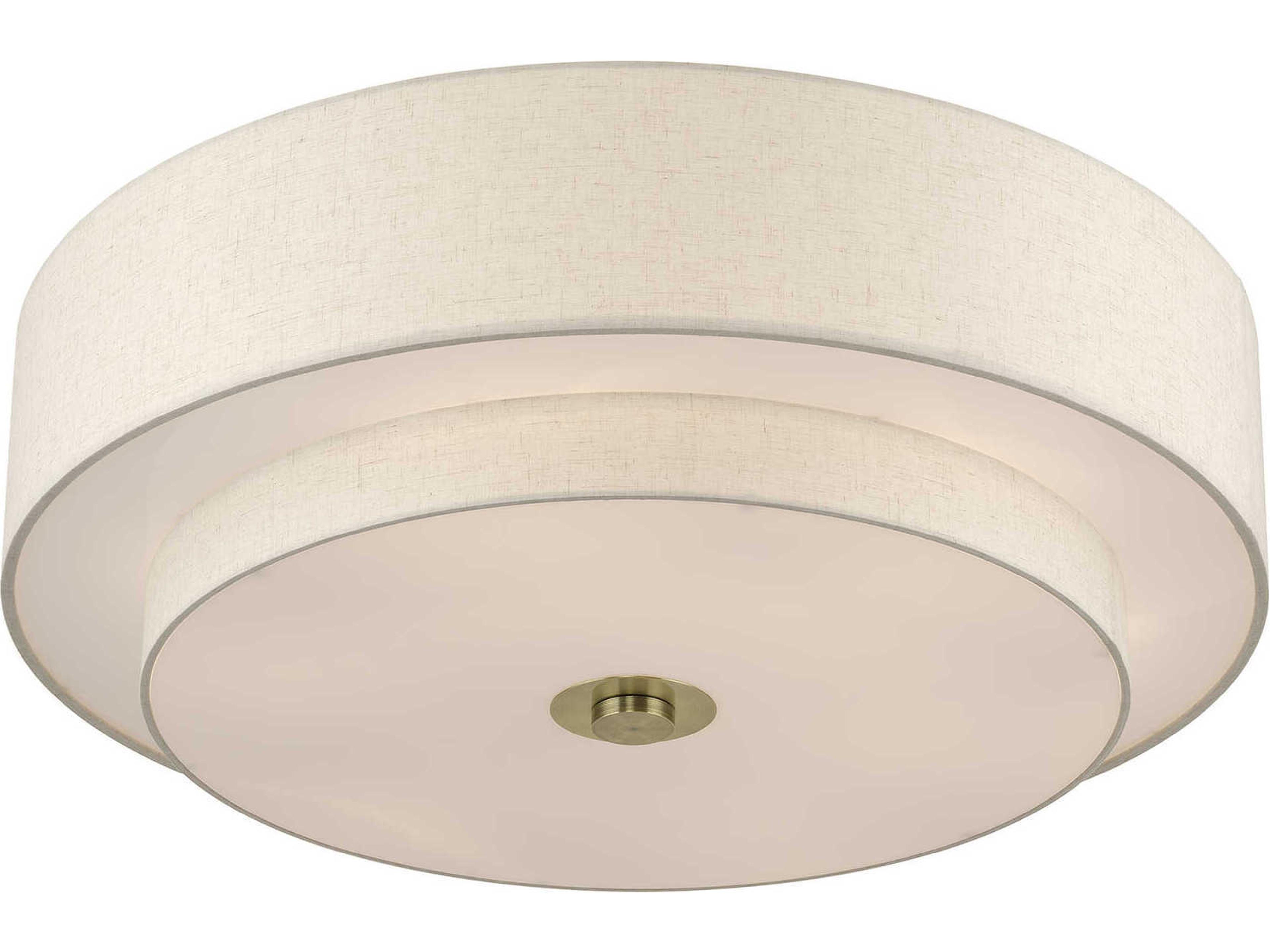 Livex Lighting Monroe 6-Light Antique Brass Drum Semi Flush Mount