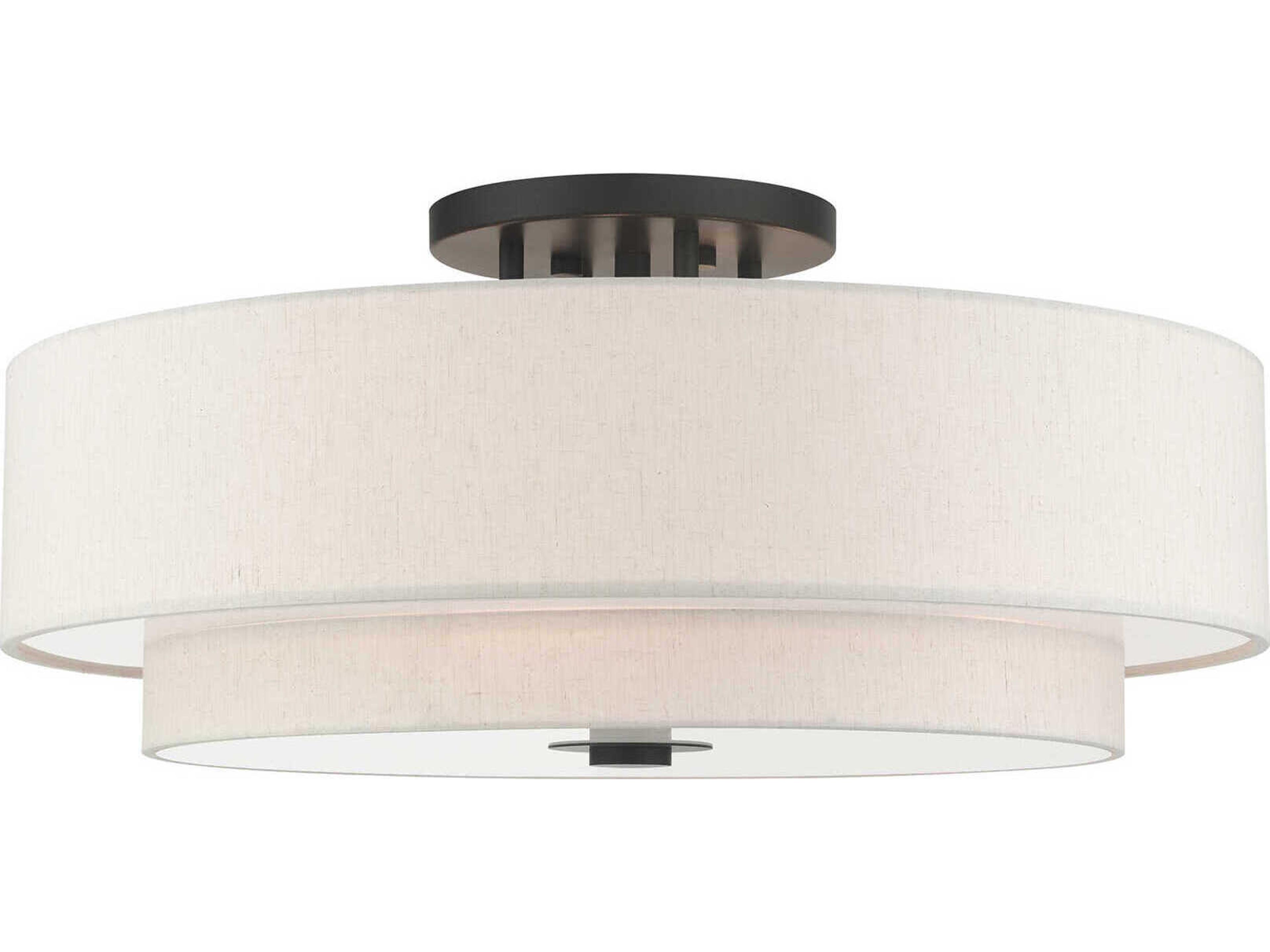 Meridian 6-Light English Bronze Drum Semi Flush Mount