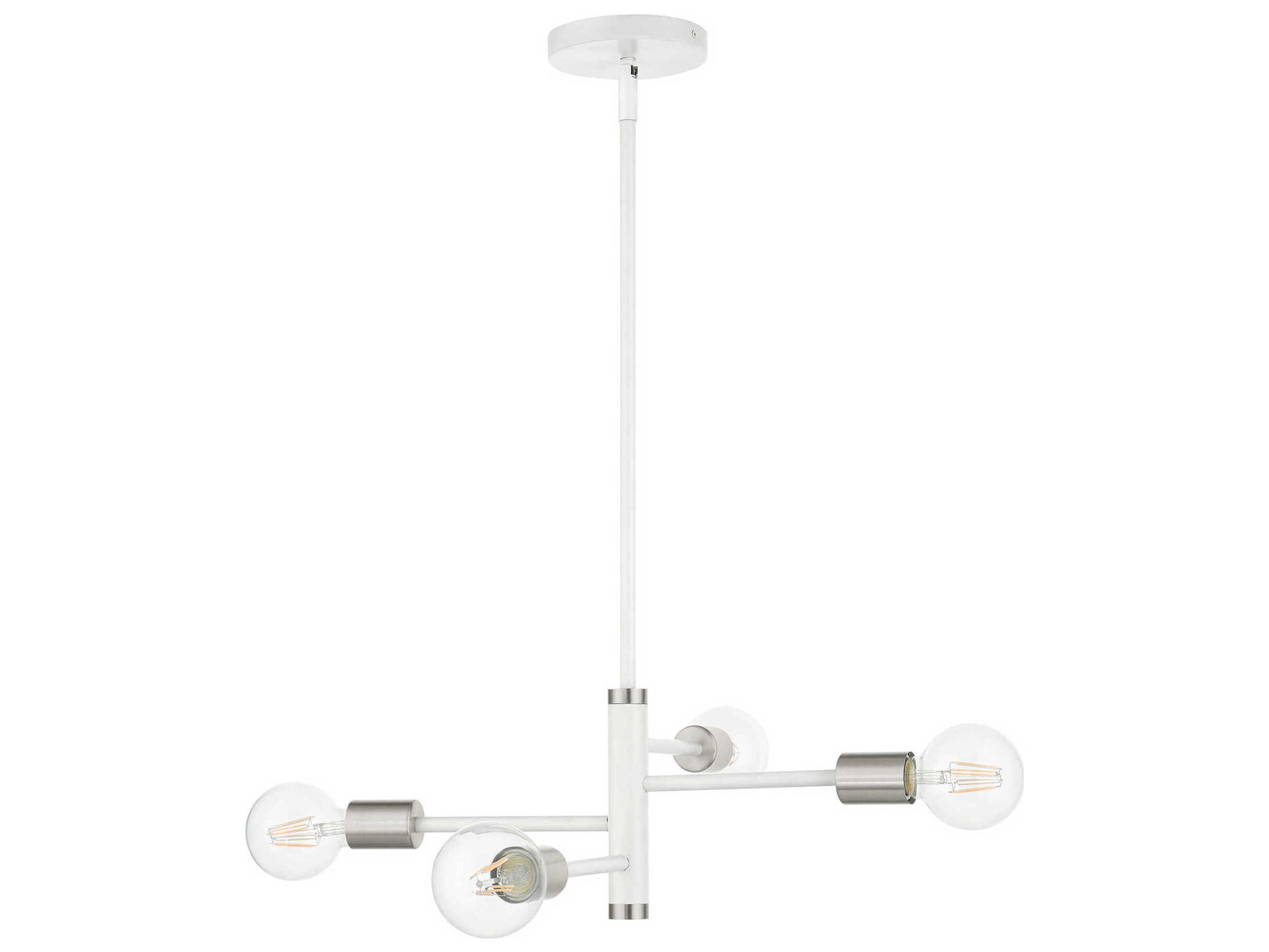 Livex Lighting Bannister 4-Light White Linear Chandelier