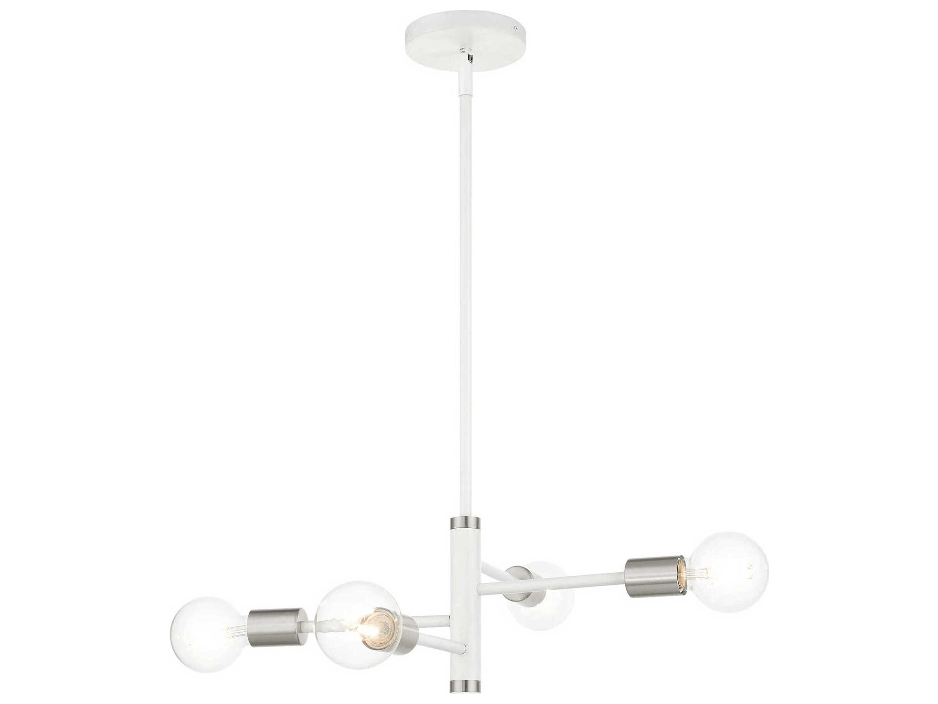 Livex Lighting Bannister 4-Light White Linear Chandelier