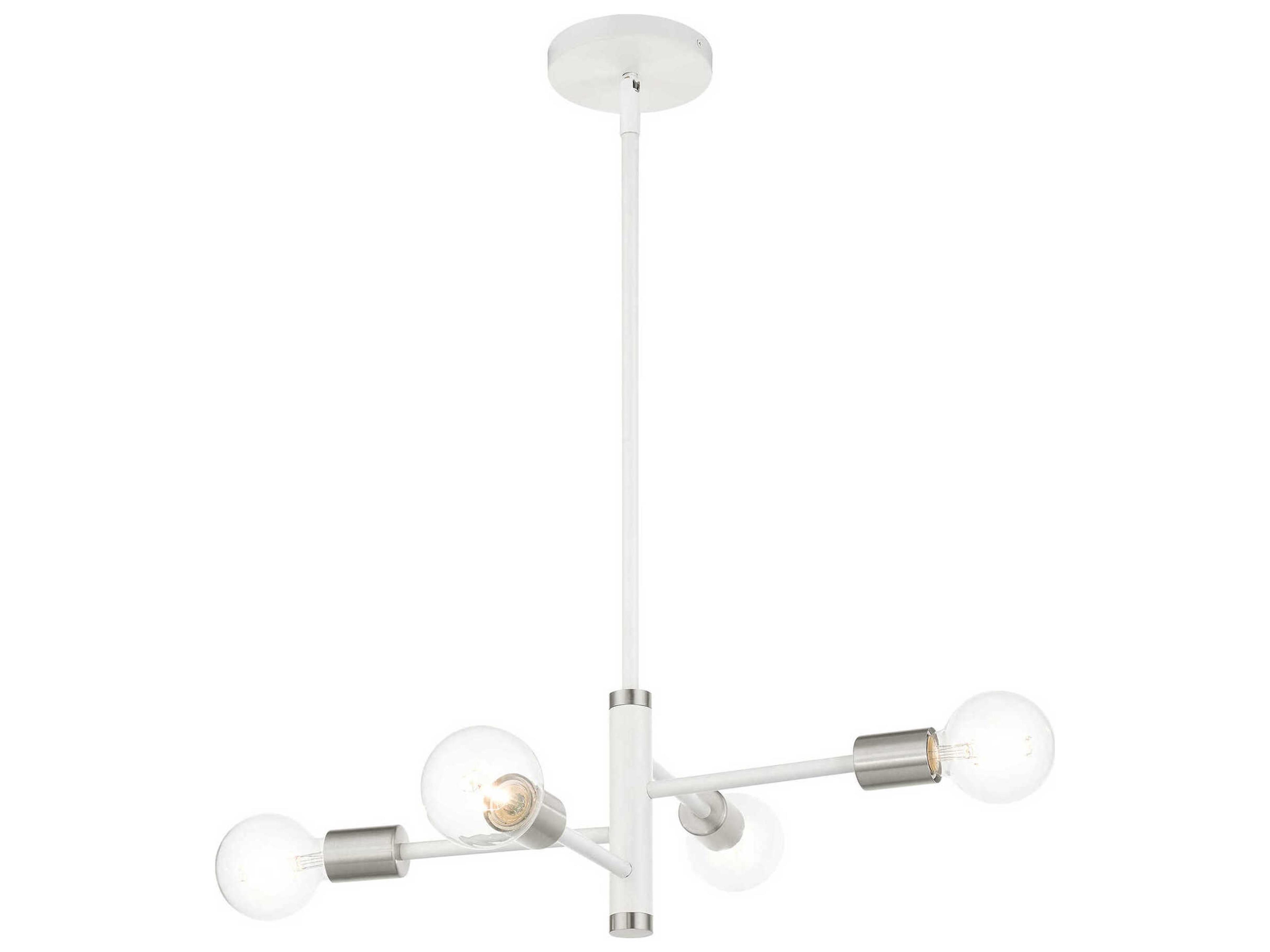 Livex Lighting Bannister 4-Light White Linear Chandelier