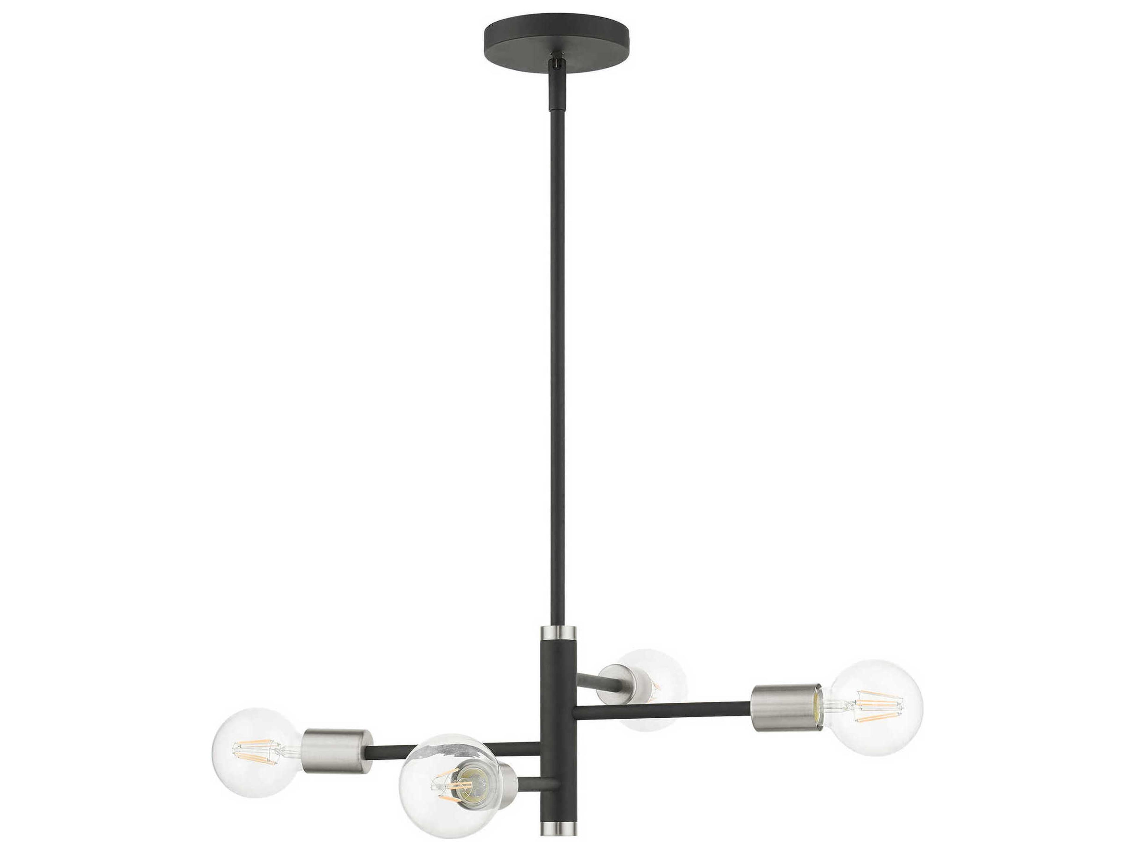 Livex Lighting Bannister 4-Light Black Linear Chandelier