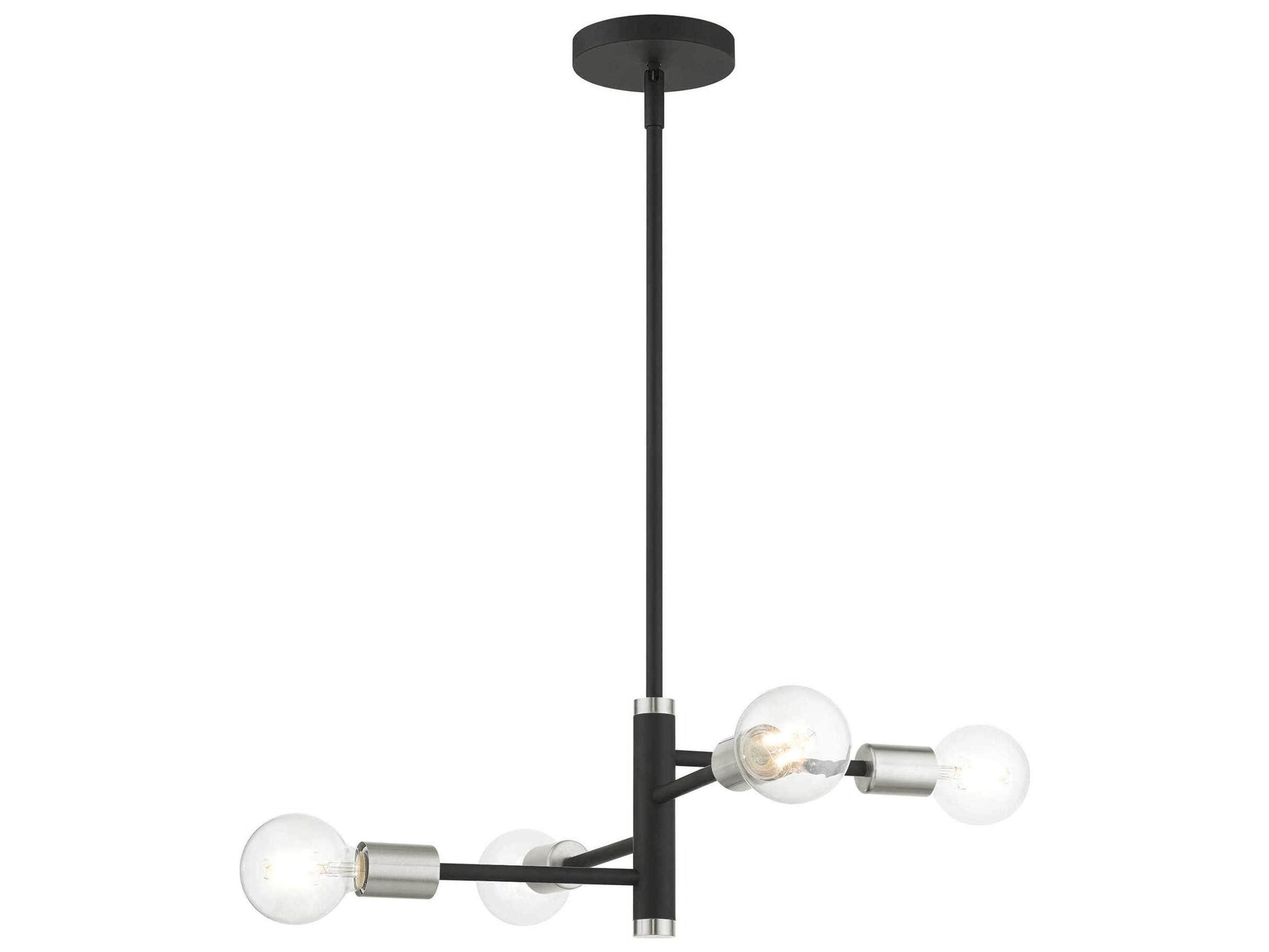 Livex Lighting Bannister 4-Light Black Linear Chandelier