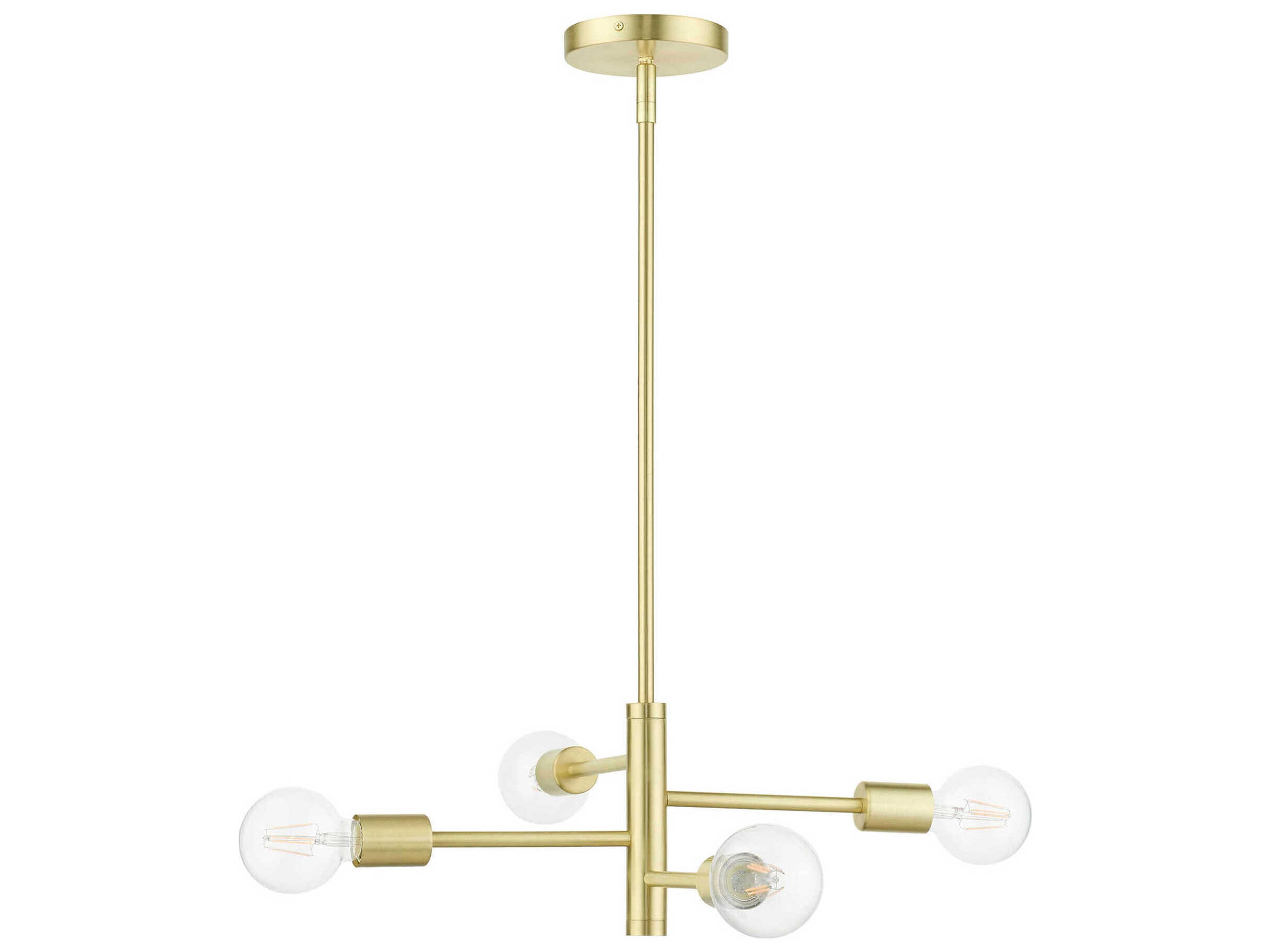 Livex Lighting Bannister 4-Light Satin Brass Linear Chandelier
