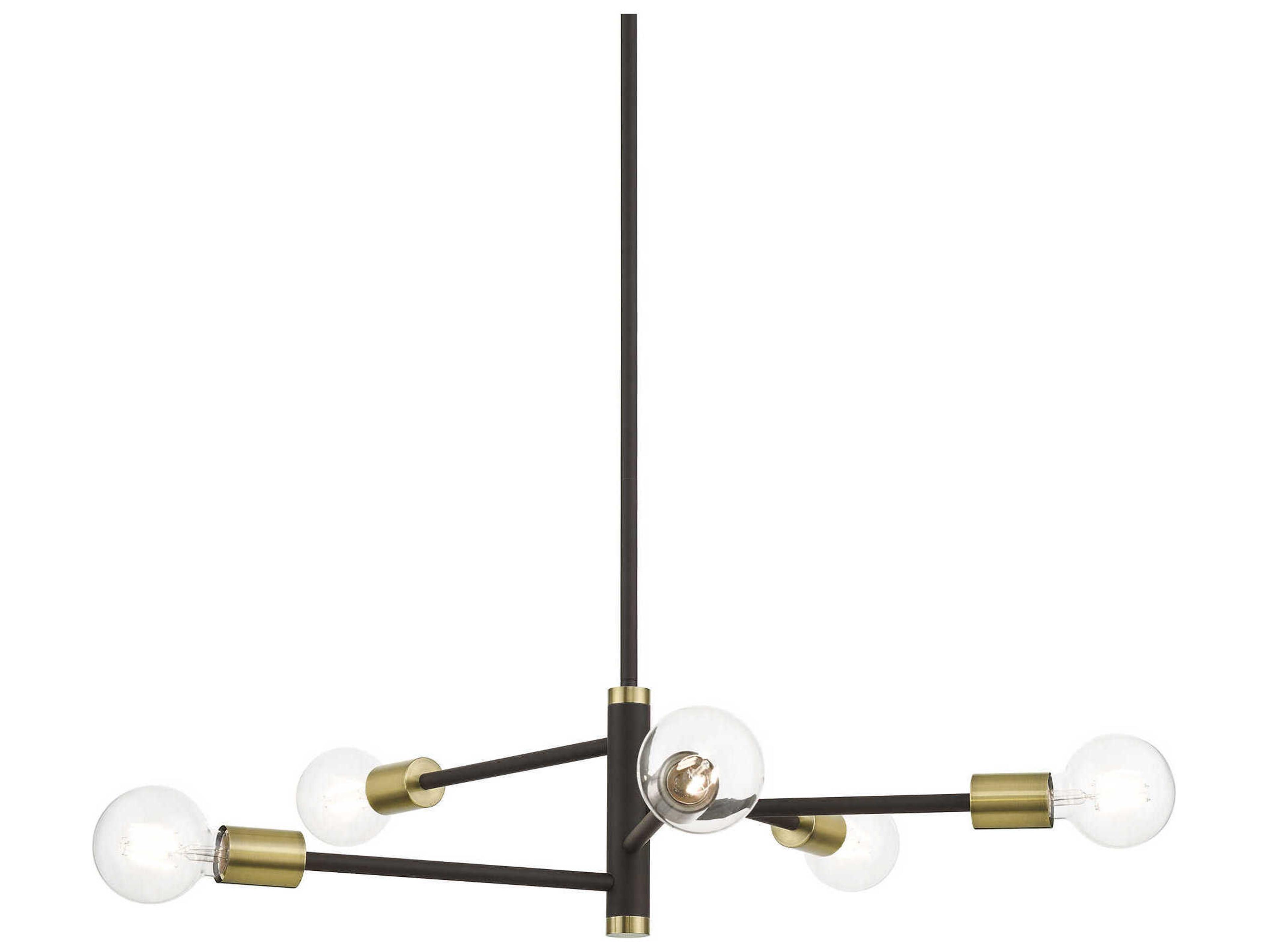 Livex Lighting Bannister 5-Light Bronze Antique Brass Linear Chandelier