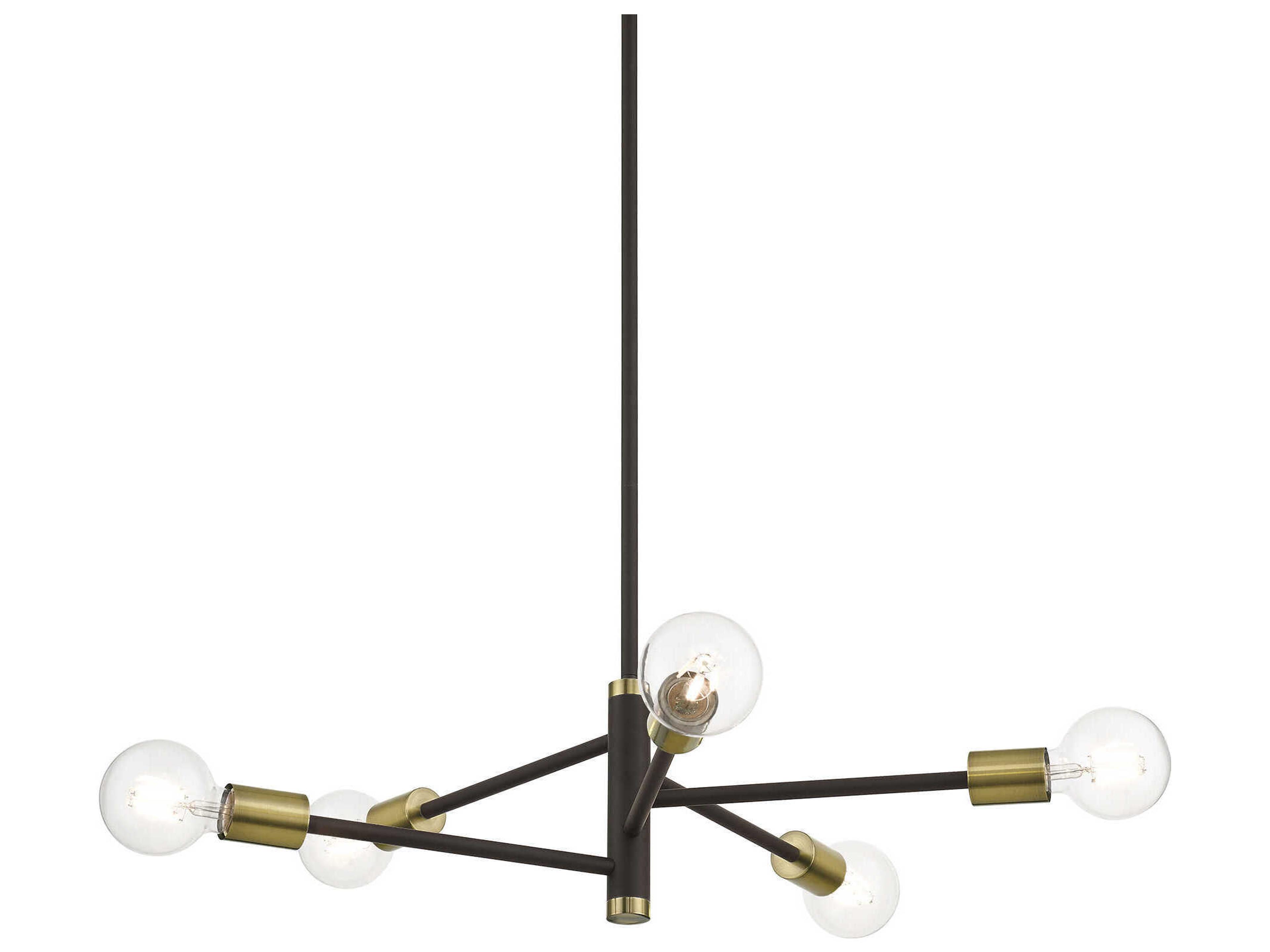 Livex Lighting Bannister 5-Light Bronze Antique Brass Linear Chandelier