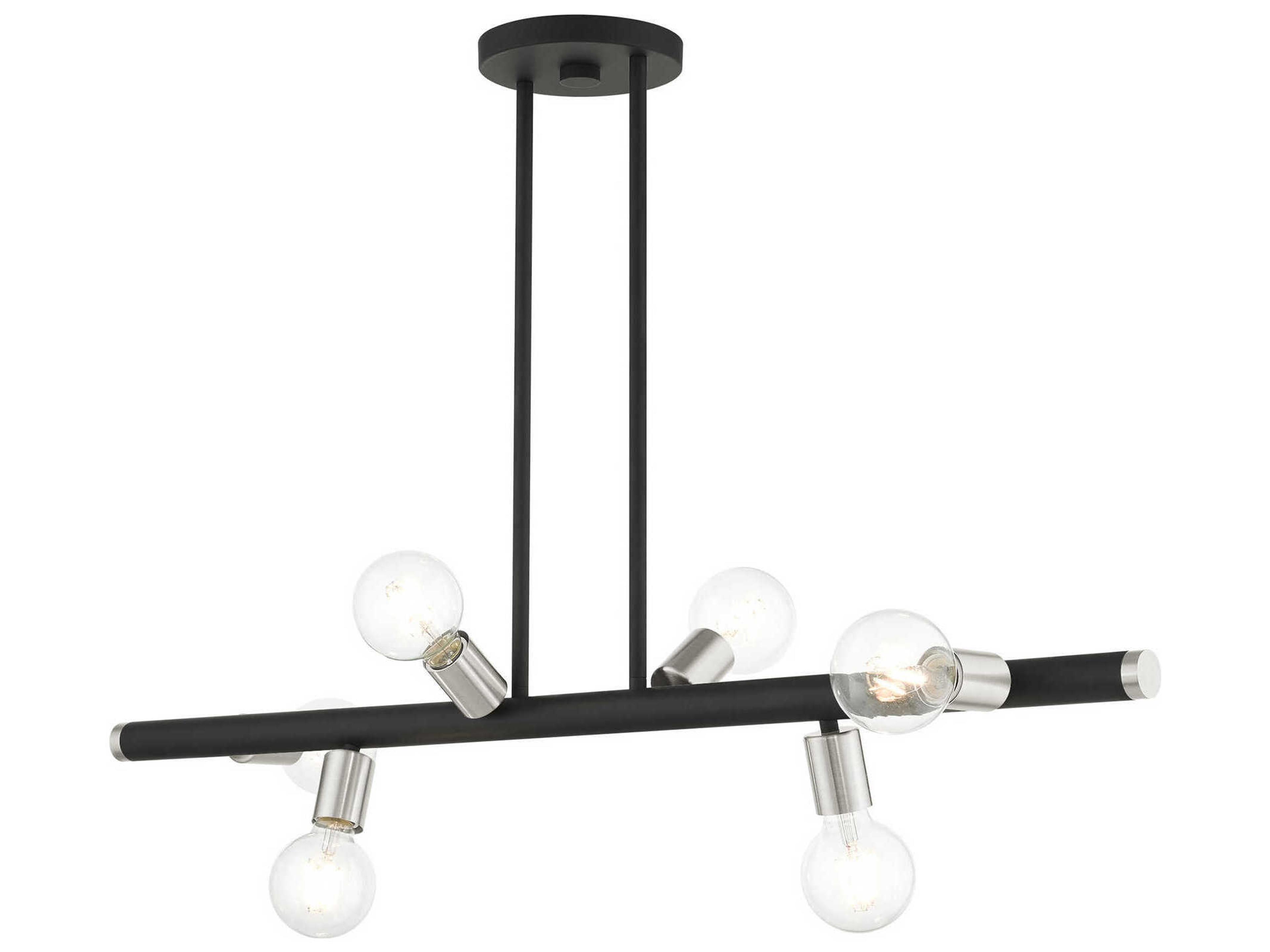 Livex Lighting Bannister 6-Light Black Brushed Nickel Linear Island Pendant