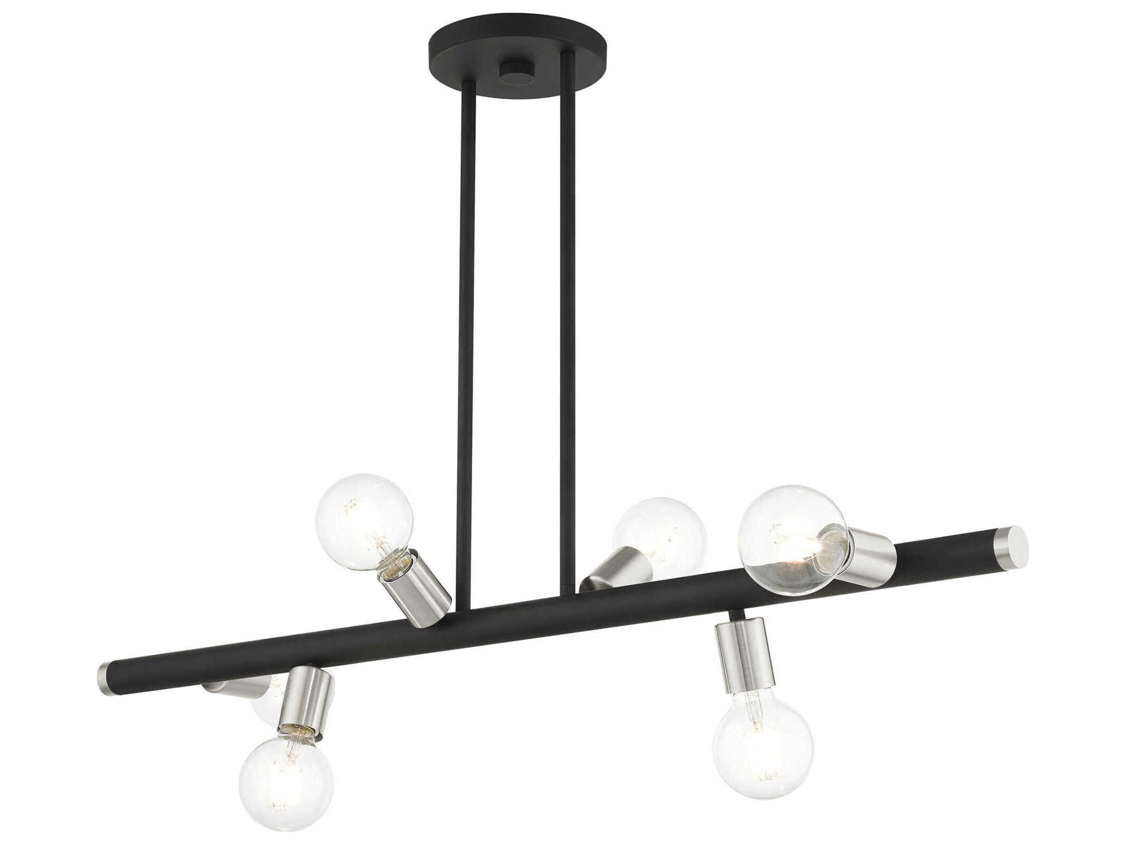 Livex Lighting Bannister 6-Light Black Brushed Nickel Linear Island Pendant