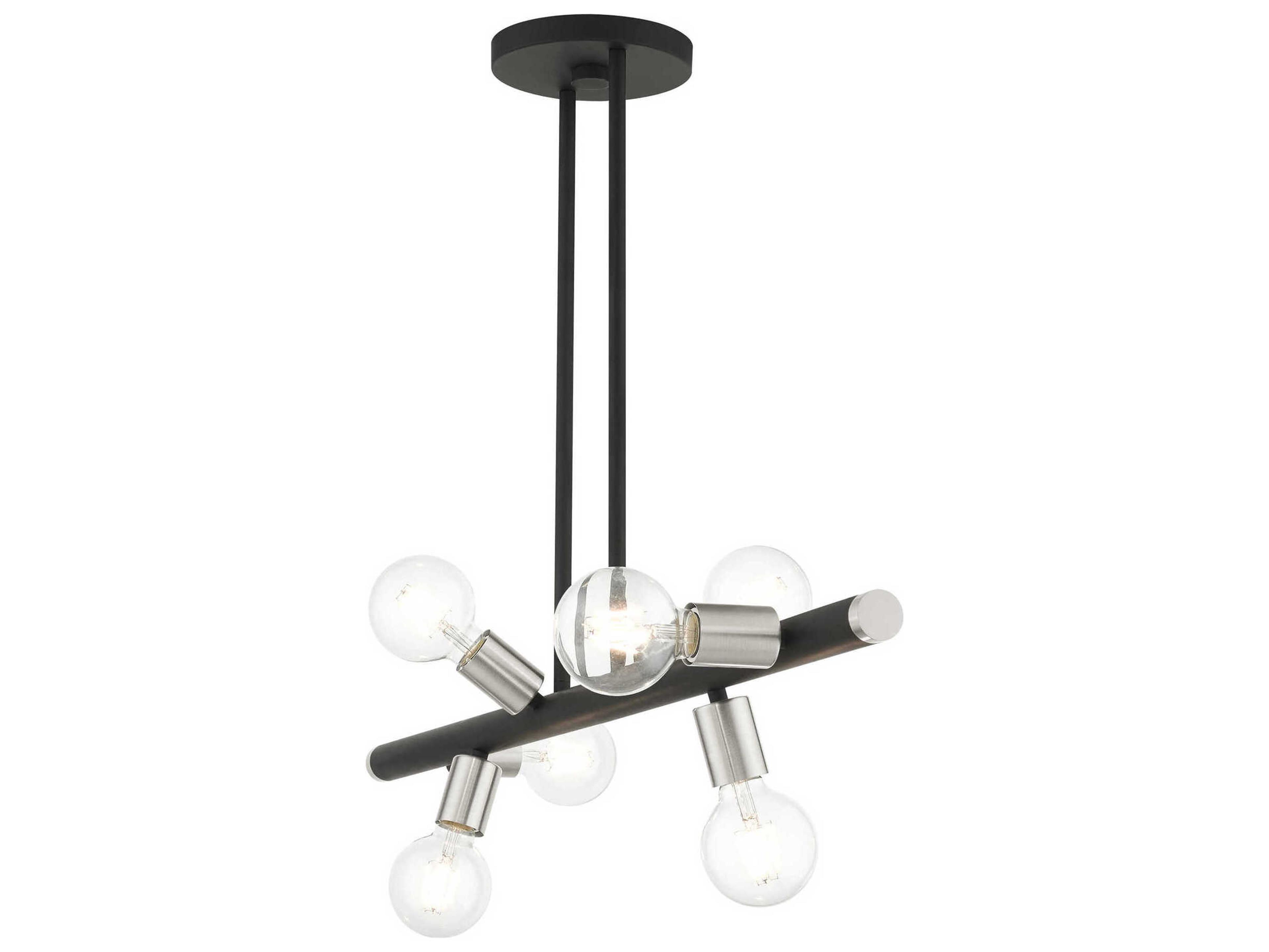 Livex Lighting Bannister 6-Light Black Brushed Nickel Linear Island Pendant