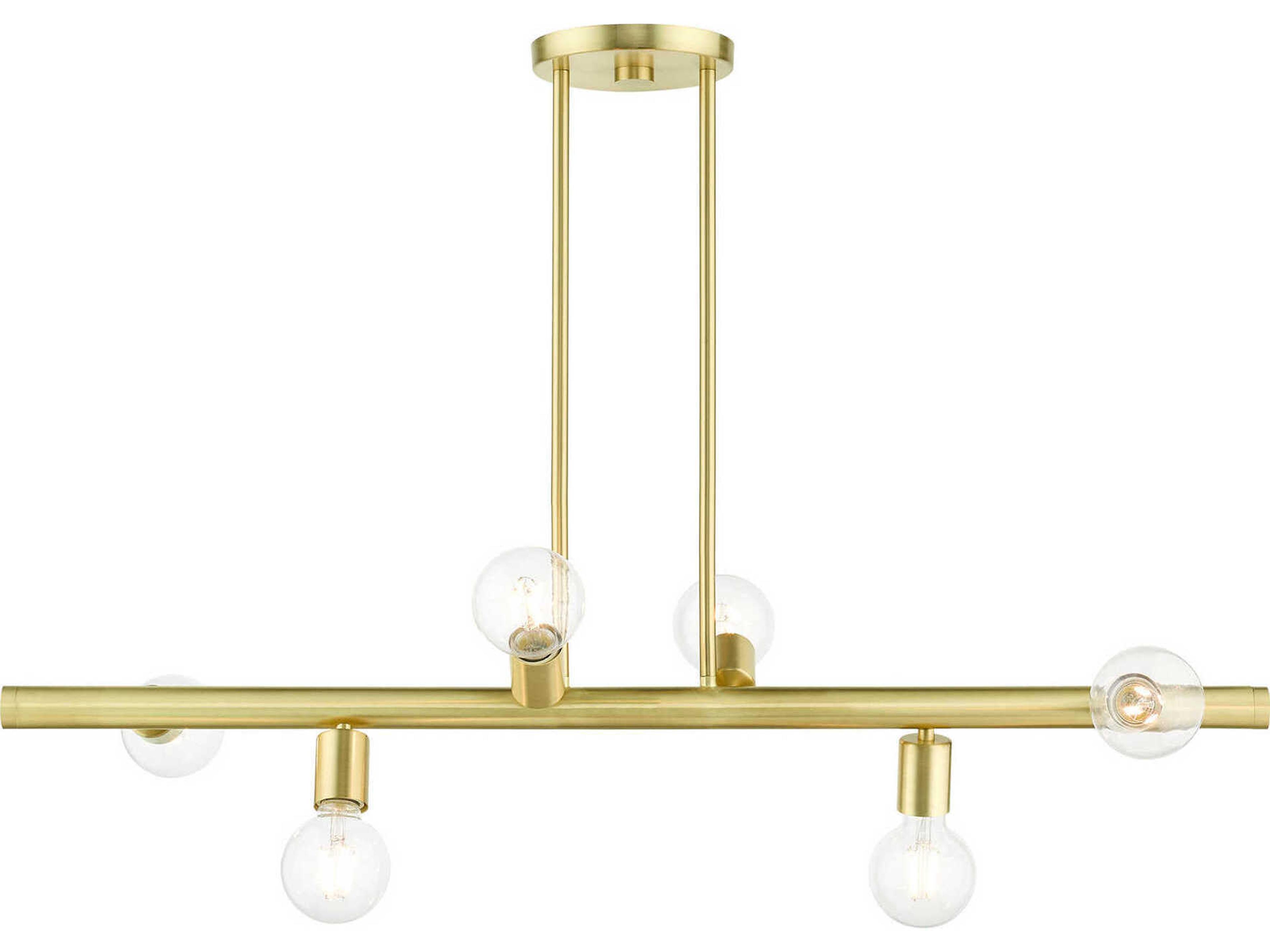 Livex Lighting Bannister 6-Light Satin Brass Linear Island Pendant