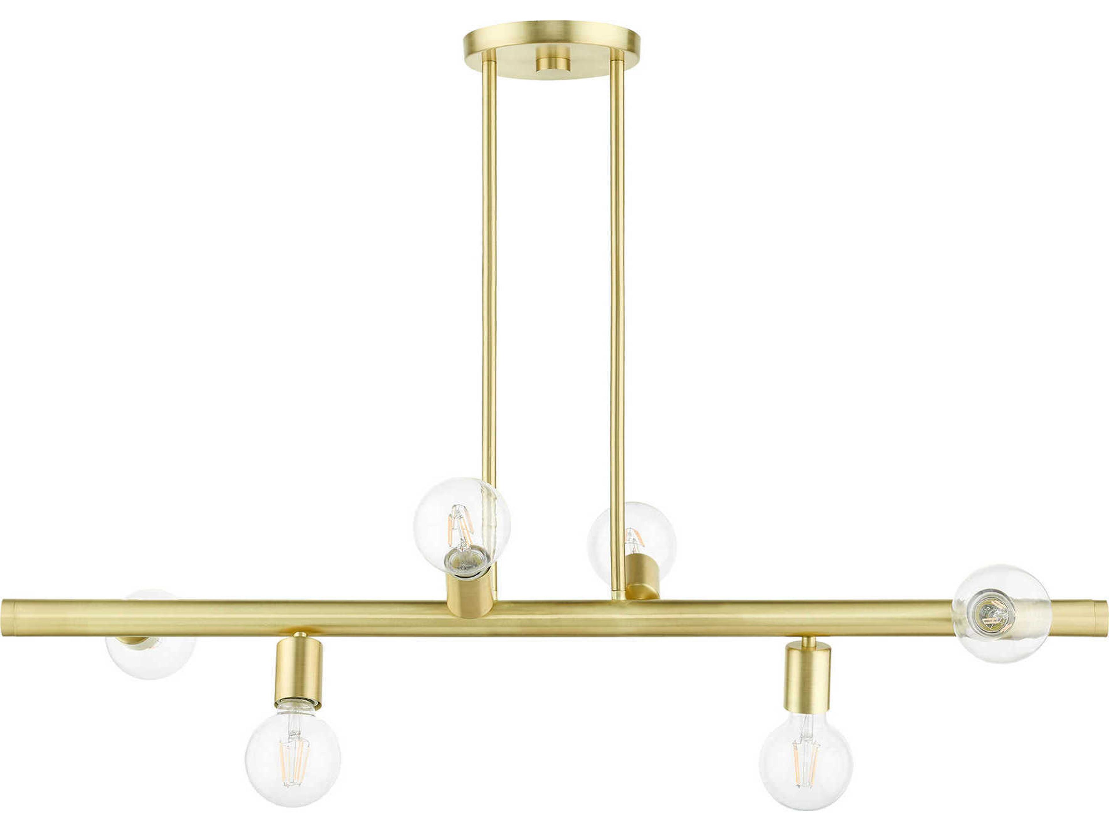 Livex Lighting Bannister 6-Light Satin Brass Linear Island Pendant