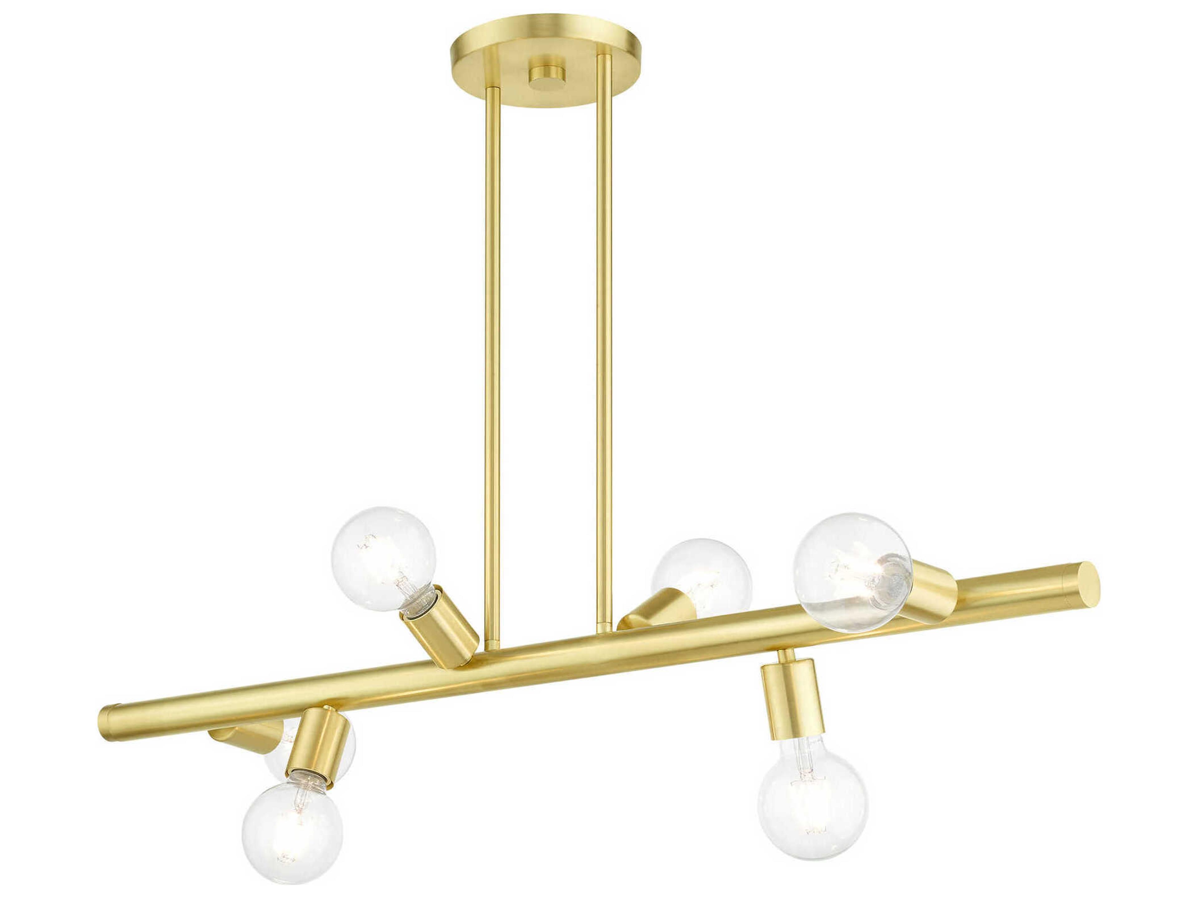 Livex Lighting Bannister 6-Light Satin Brass Linear Island Pendant