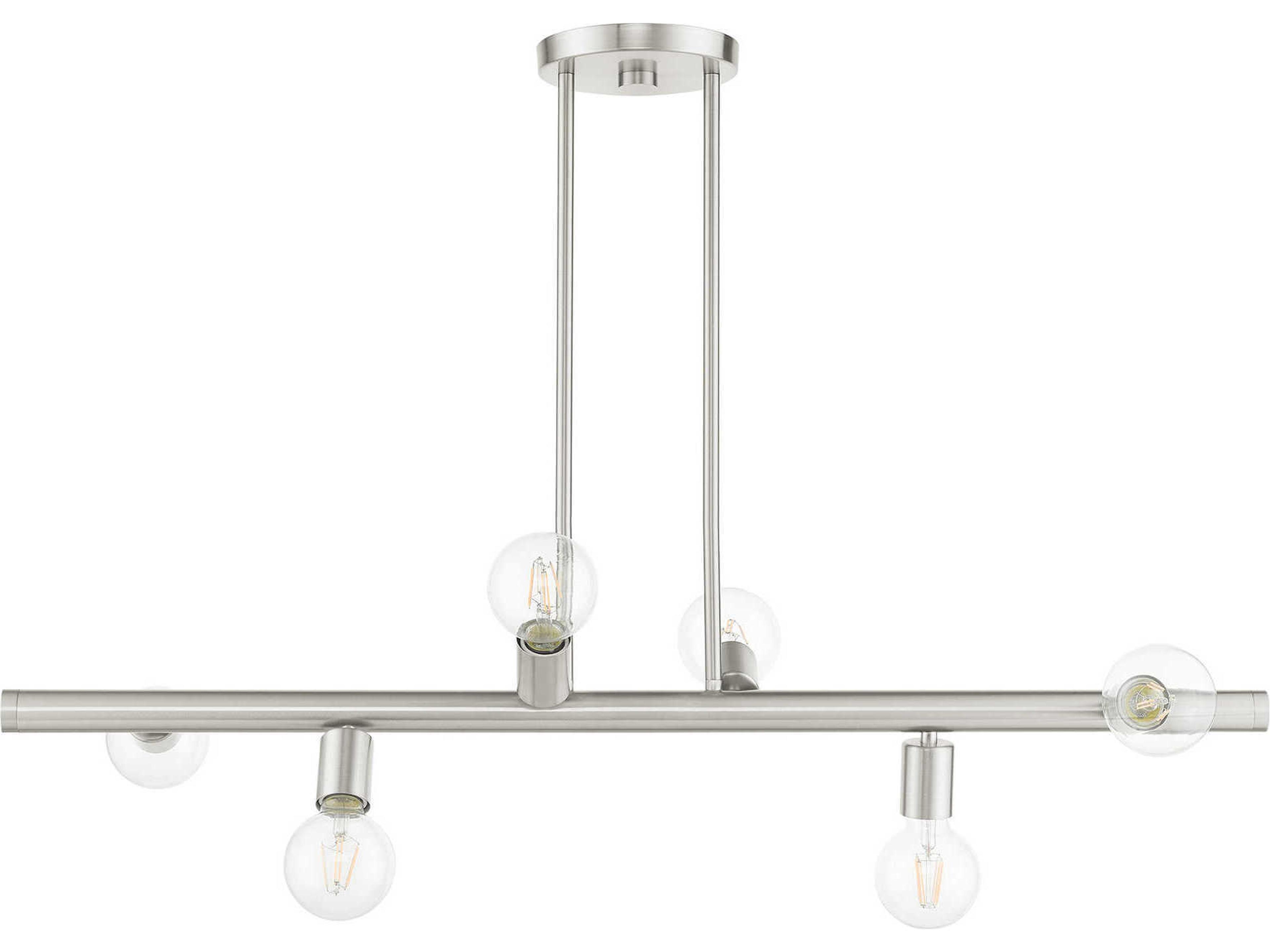 Livex Lighting Bannister 6-Light Brushed Nickel Linear Island Pendant