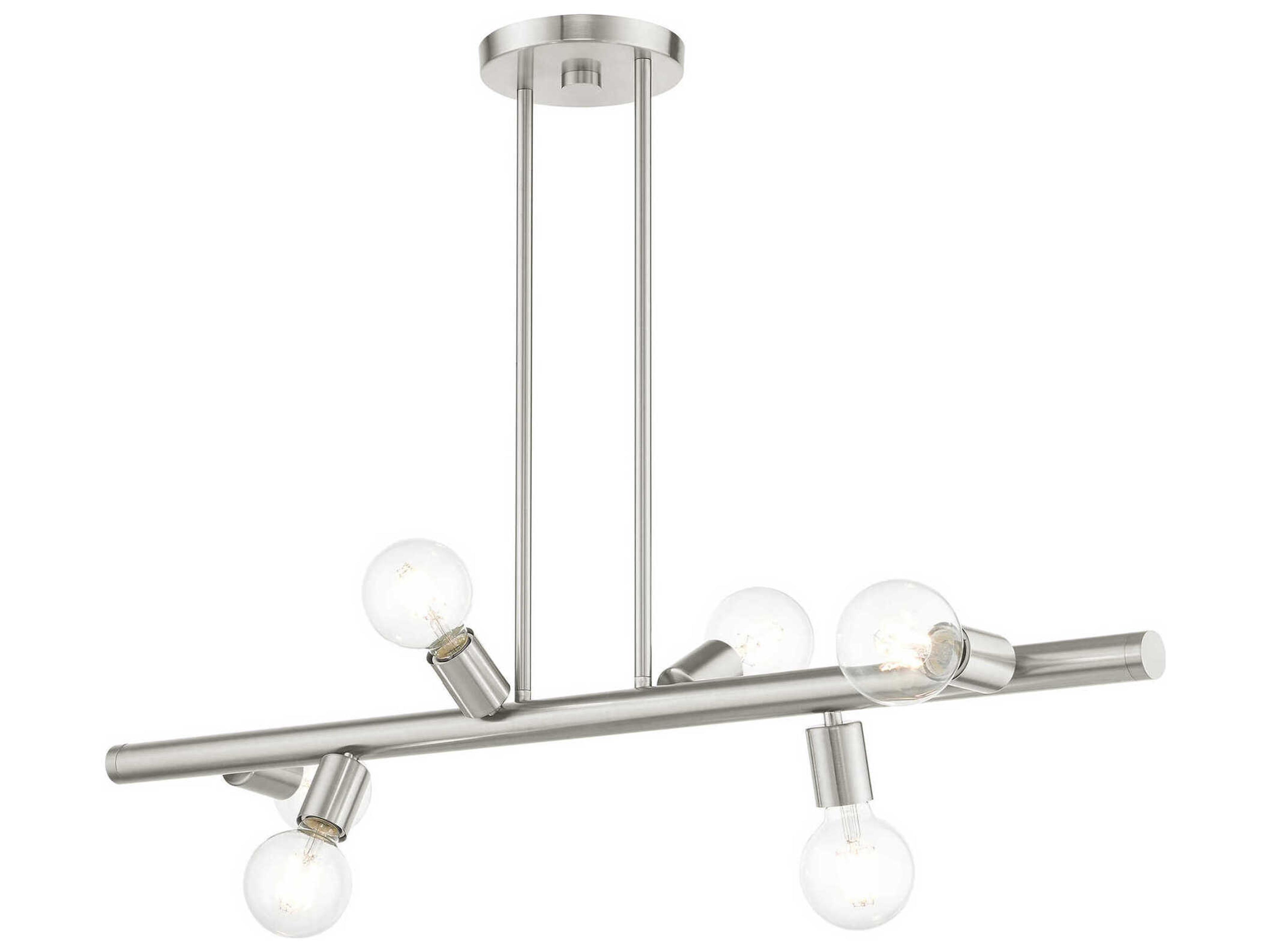 Livex Lighting Bannister 6-Light Brushed Nickel Linear Island Pendant