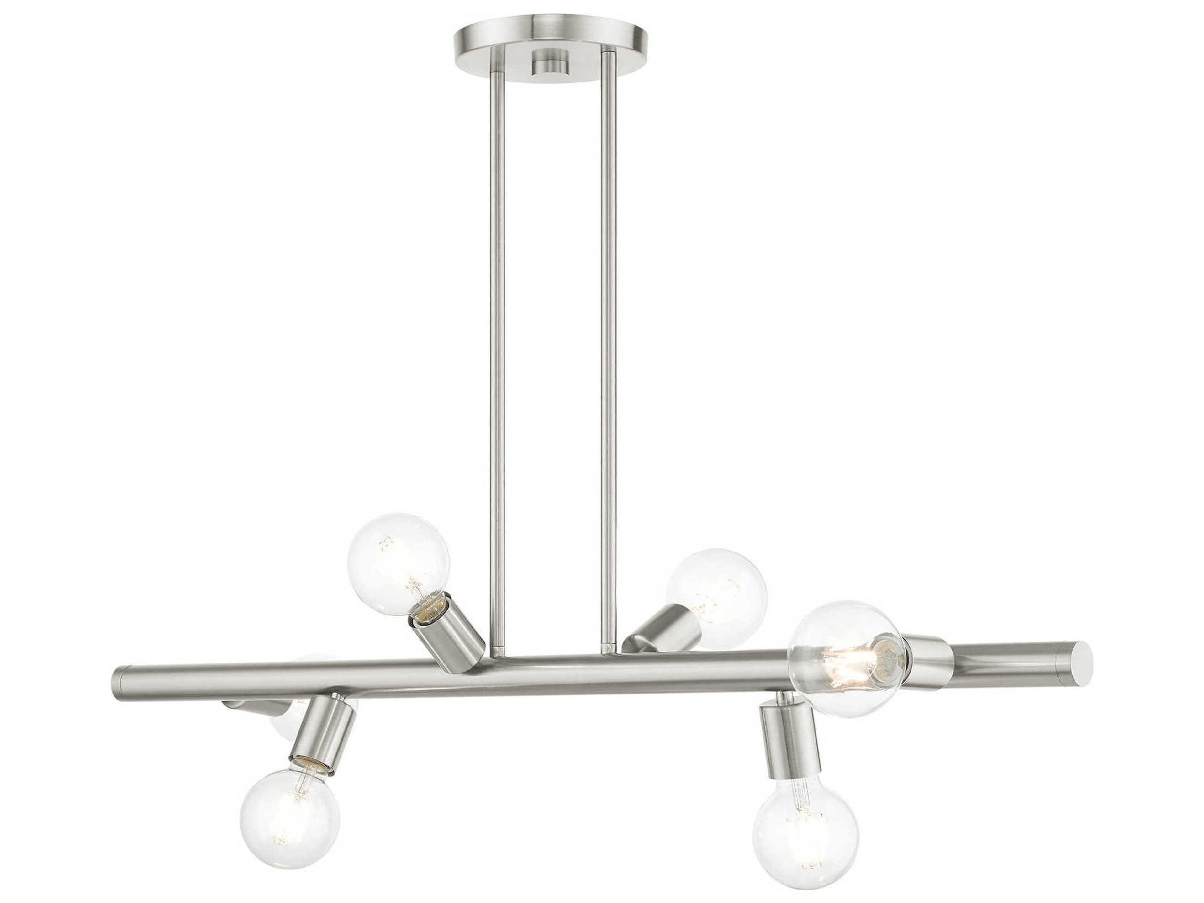 Livex Lighting Bannister 6-Light Brushed Nickel Linear Island Pendant