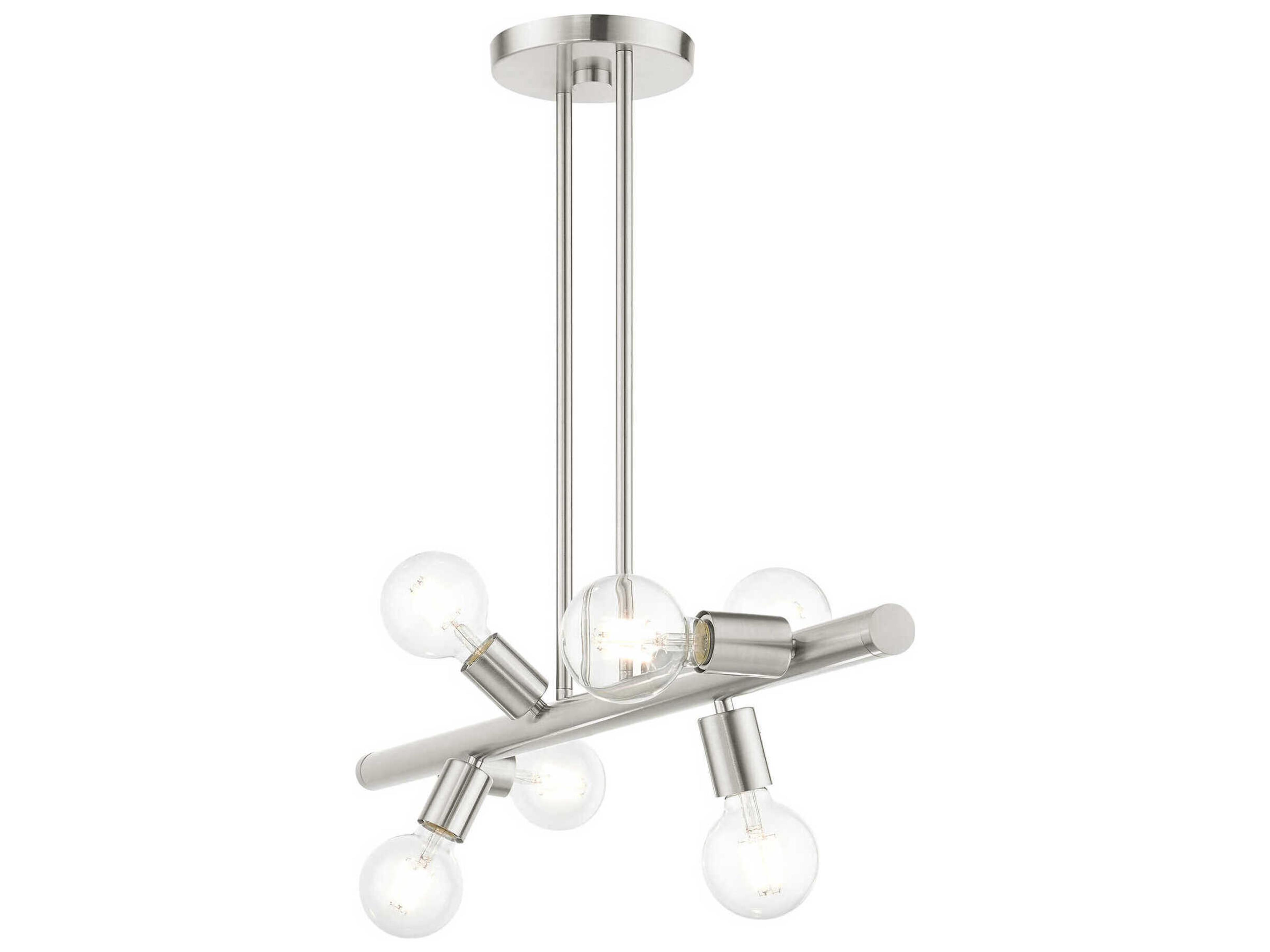 Livex Lighting Bannister 6-Light Brushed Nickel Linear Island Pendant