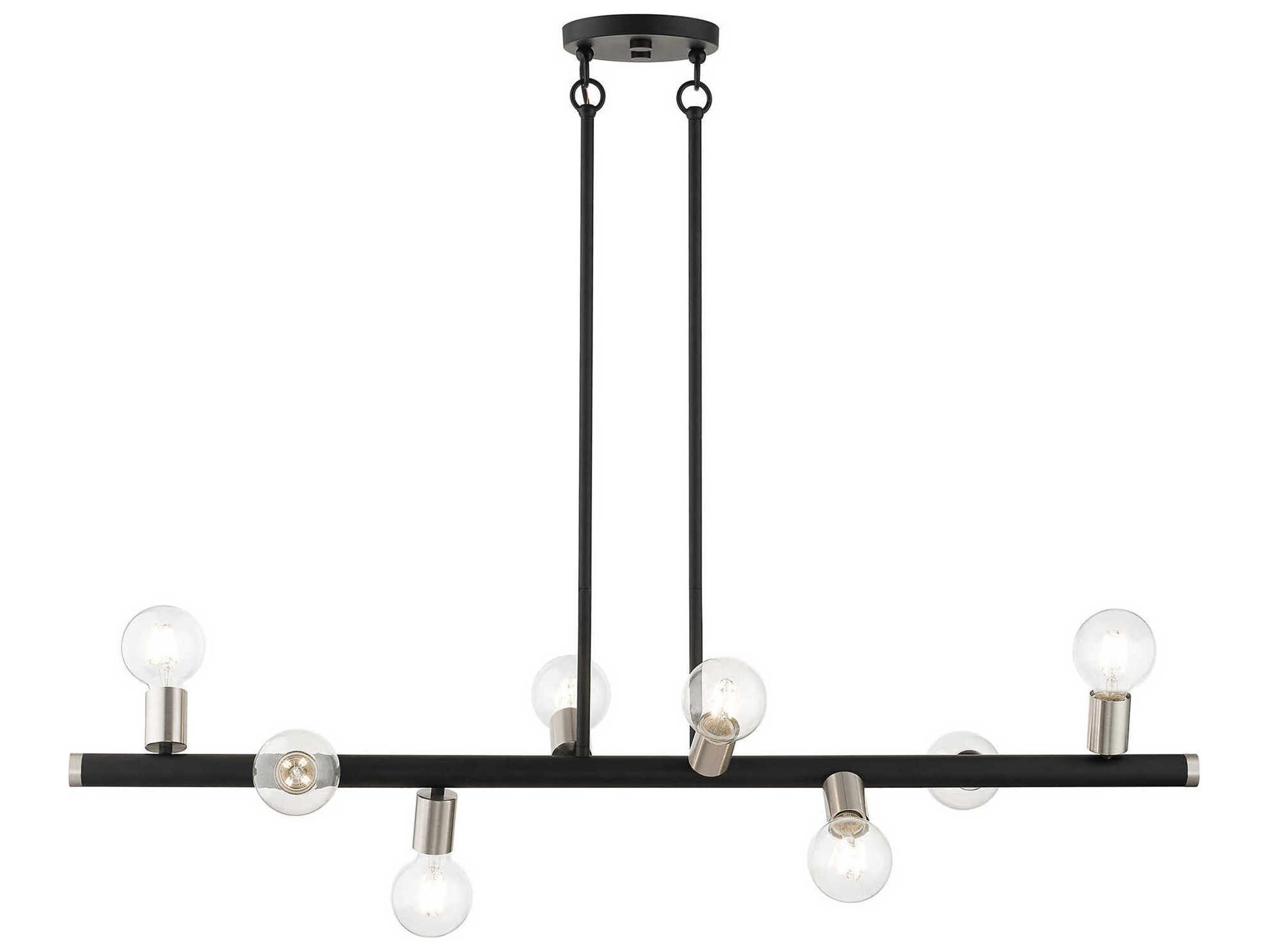 Bannister 8-Light Black Brushed Nickel Linear Island Pendant