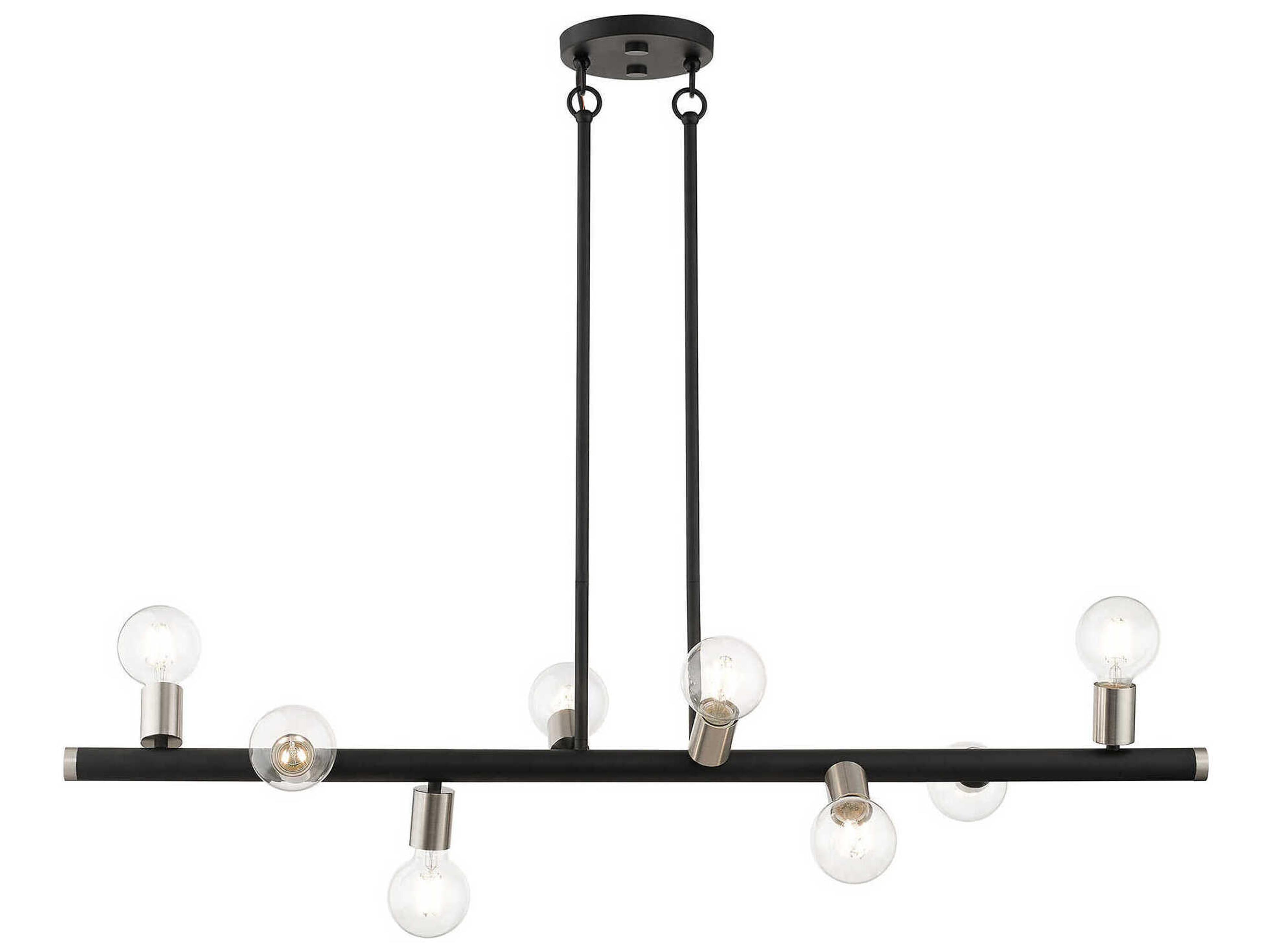 Livex Lighting Bannister 8-Light Black Brushed Nickel Linear Island Pendant
