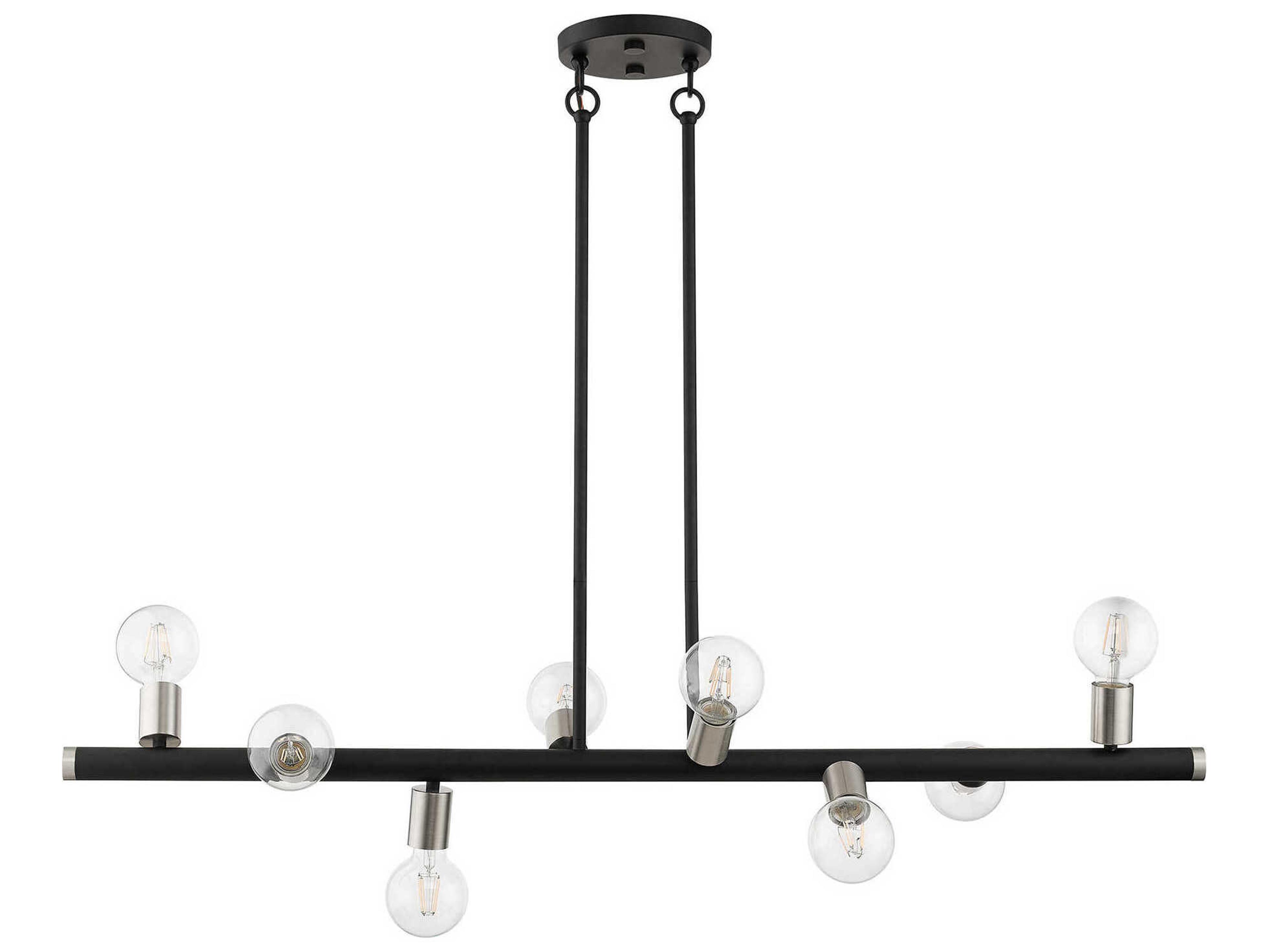 Livex Lighting Bannister 8-Light Black Brushed Nickel Linear Island Pendant