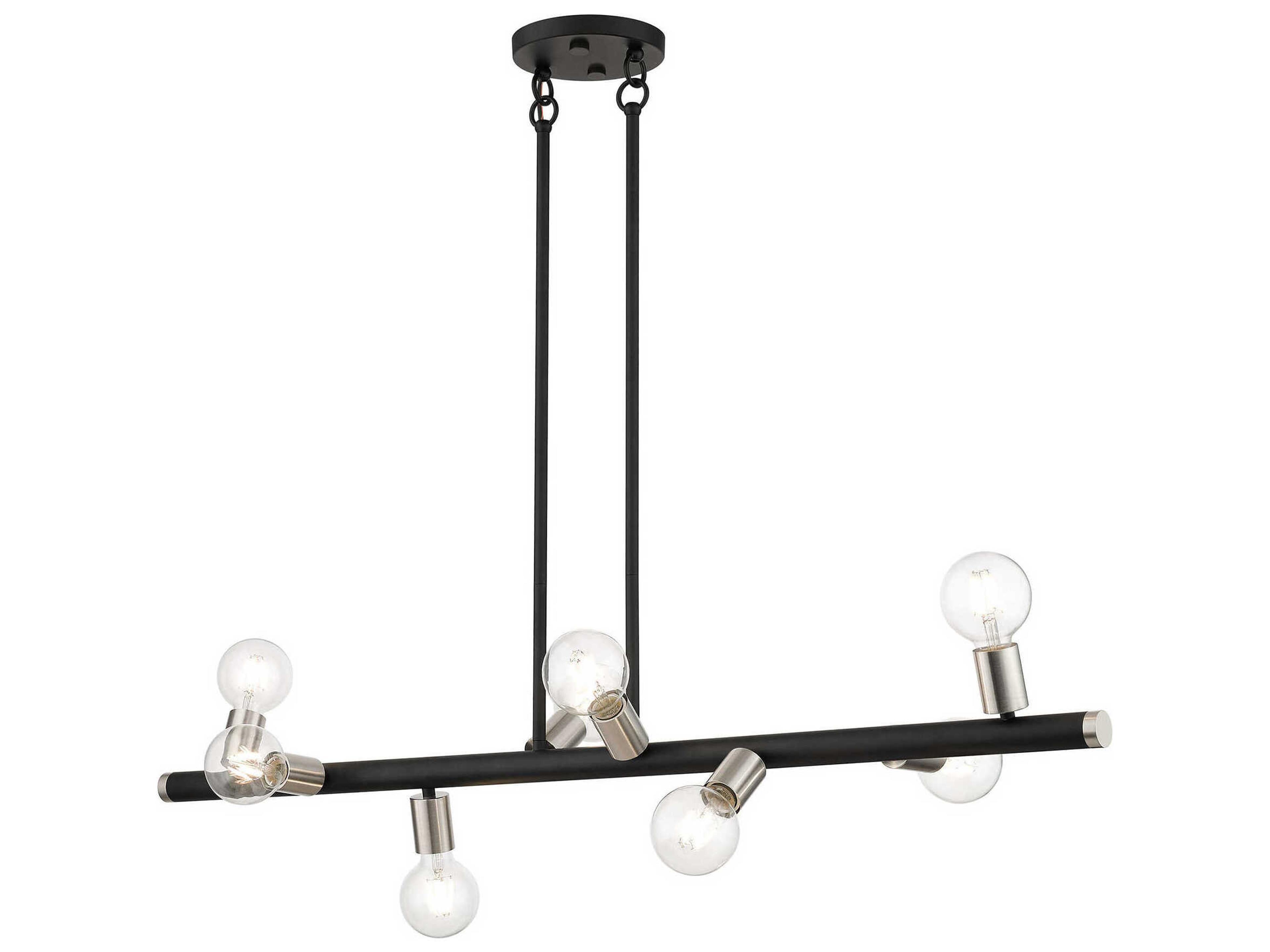 Livex Lighting Bannister 8-Light Black Brushed Nickel Linear Island Pendant