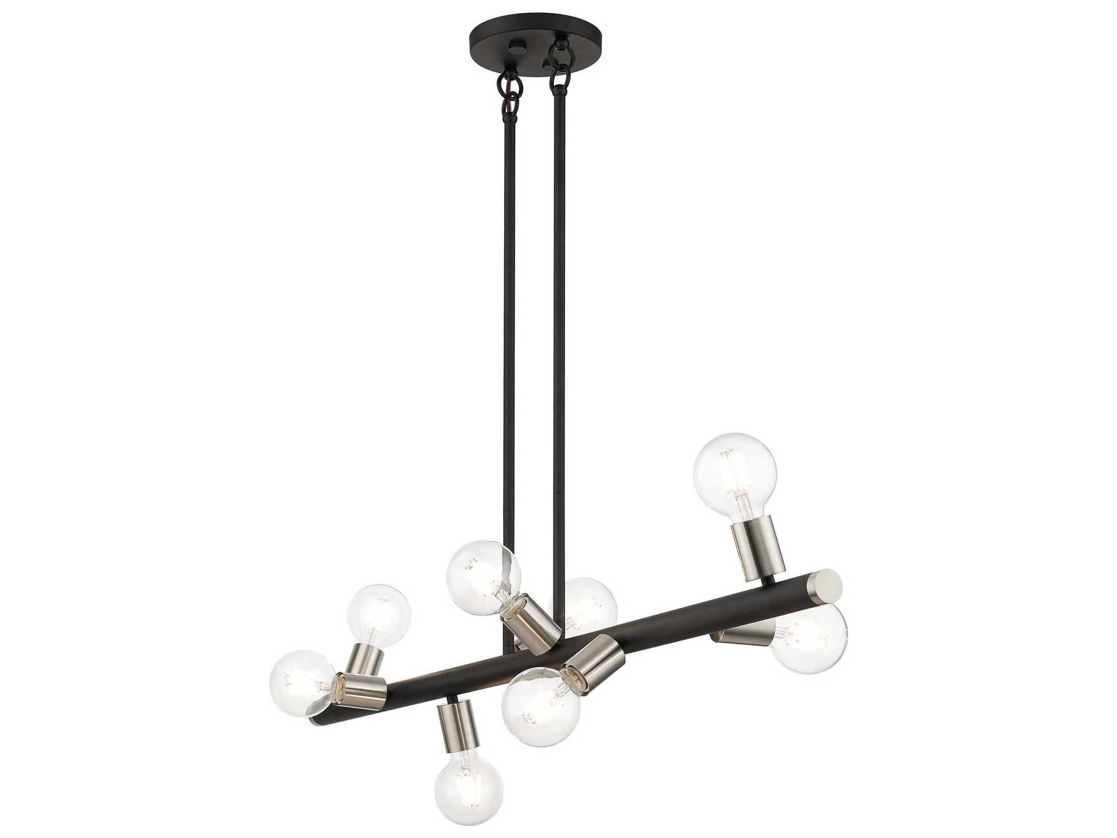 Livex Lighting Bannister 8-Light Black Brushed Nickel Linear Island Pendant