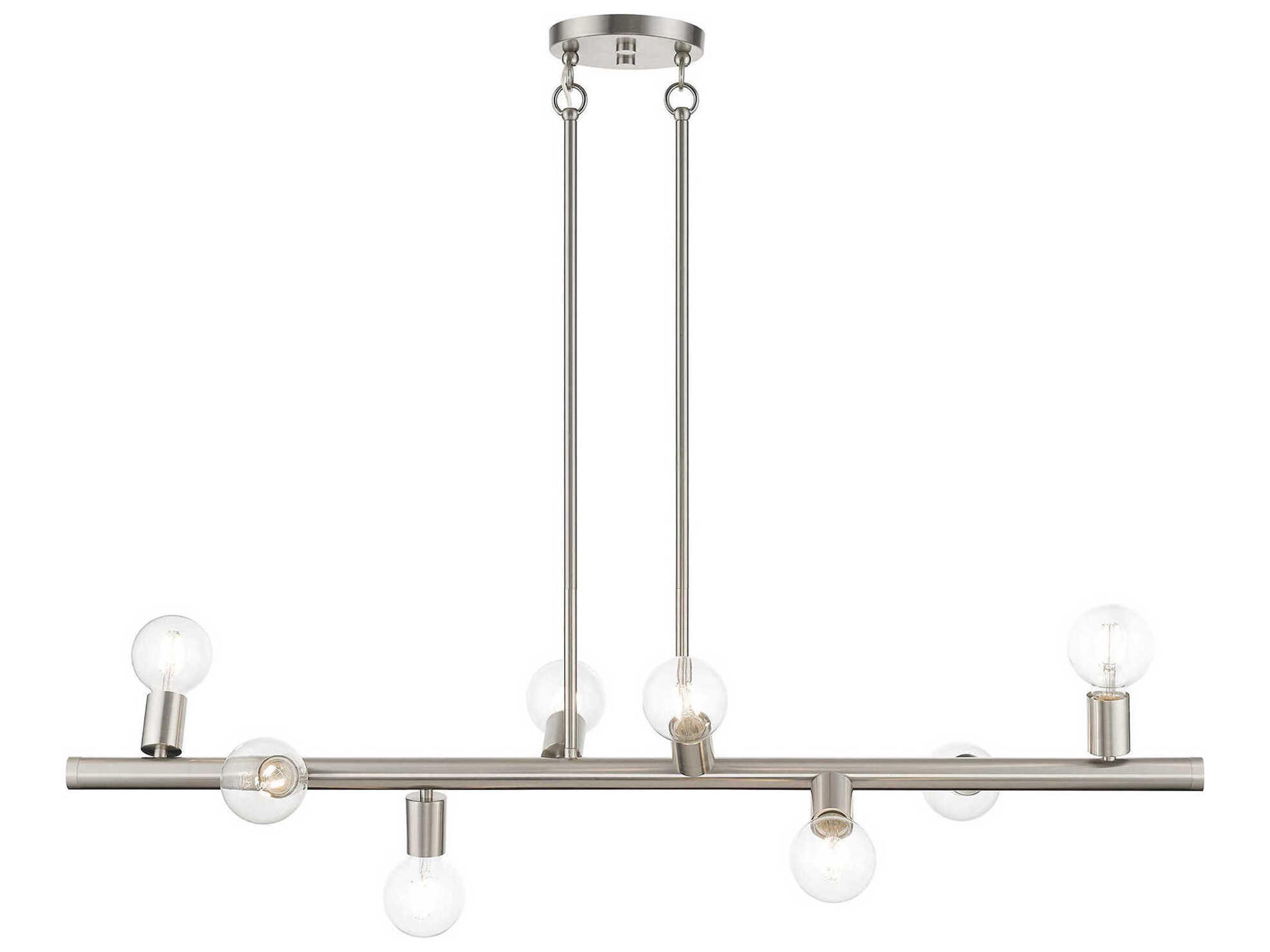 Bannister 8-Light Brushed Nickel Linear Island Pendant