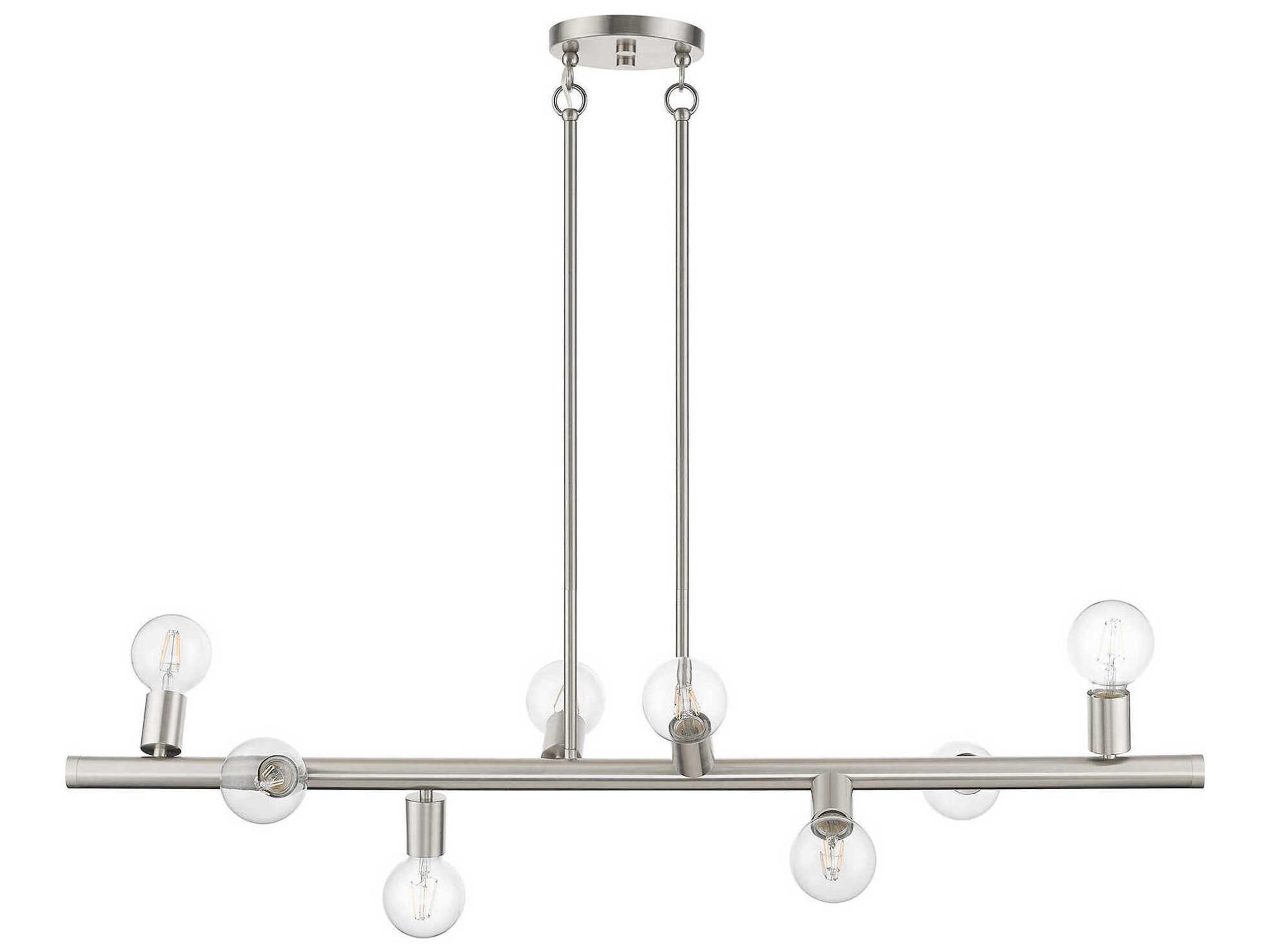 Livex Lighting Bannister 8-Light Brushed Nickel Linear Island Pendant
