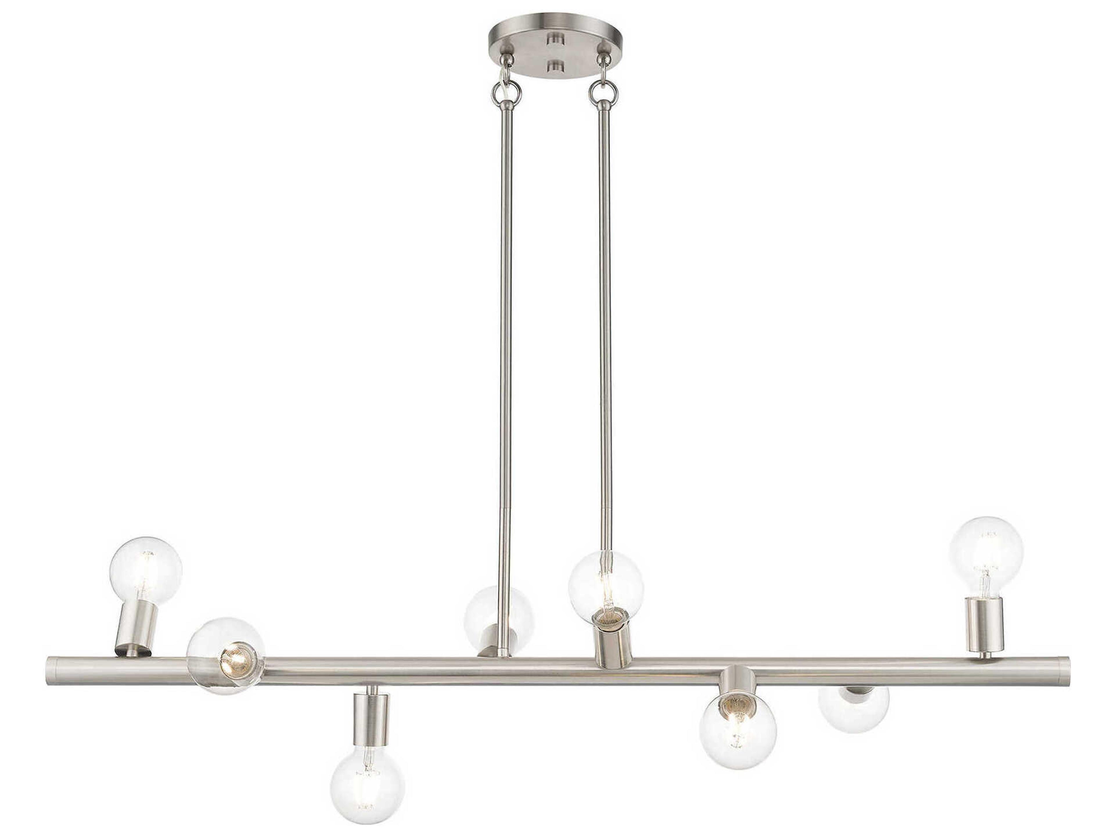Livex Lighting Bannister 8-Light Brushed Nickel Linear Island Pendant