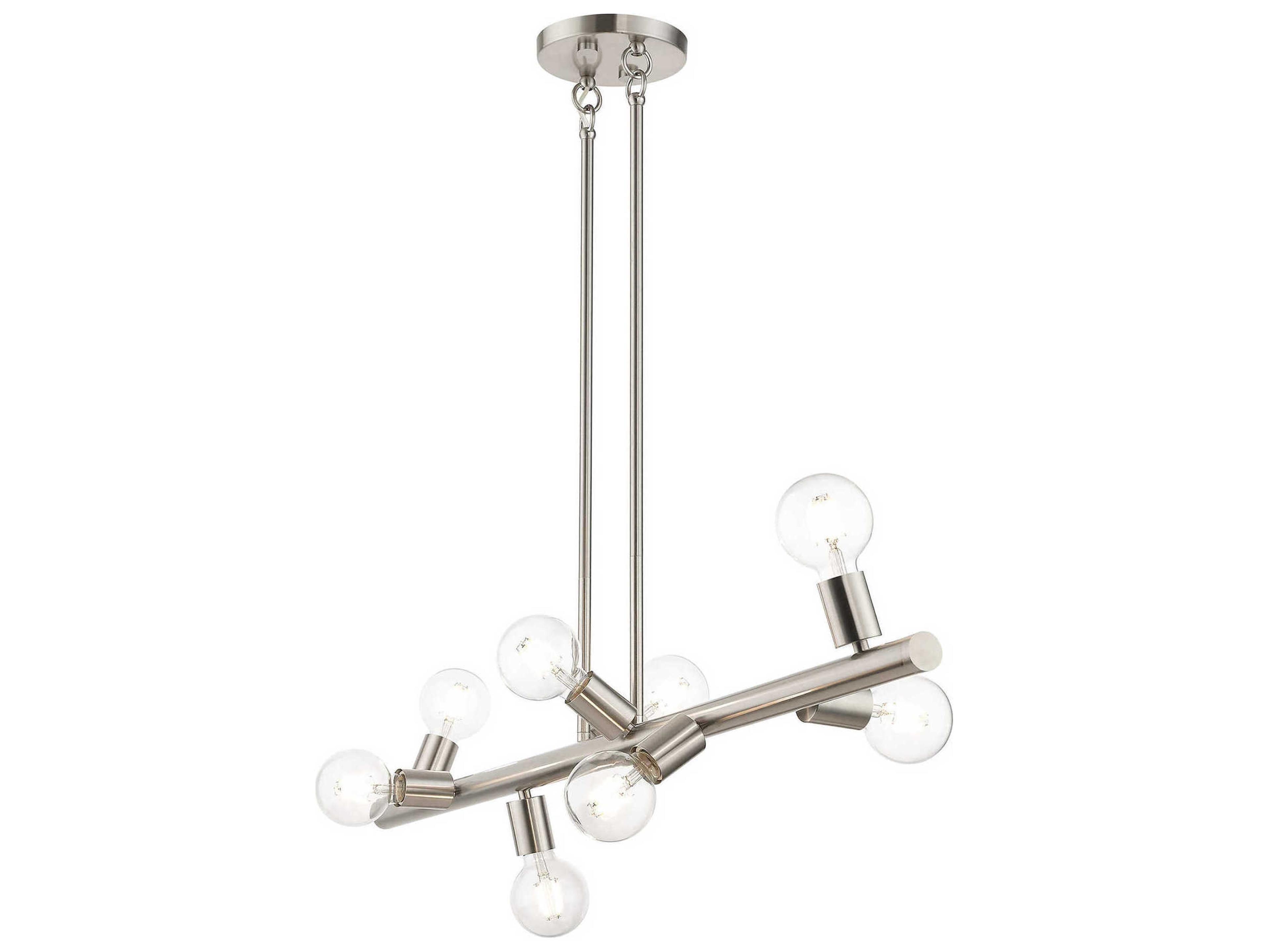 Livex Lighting Bannister 8-Light Brushed Nickel Linear Island Pendant