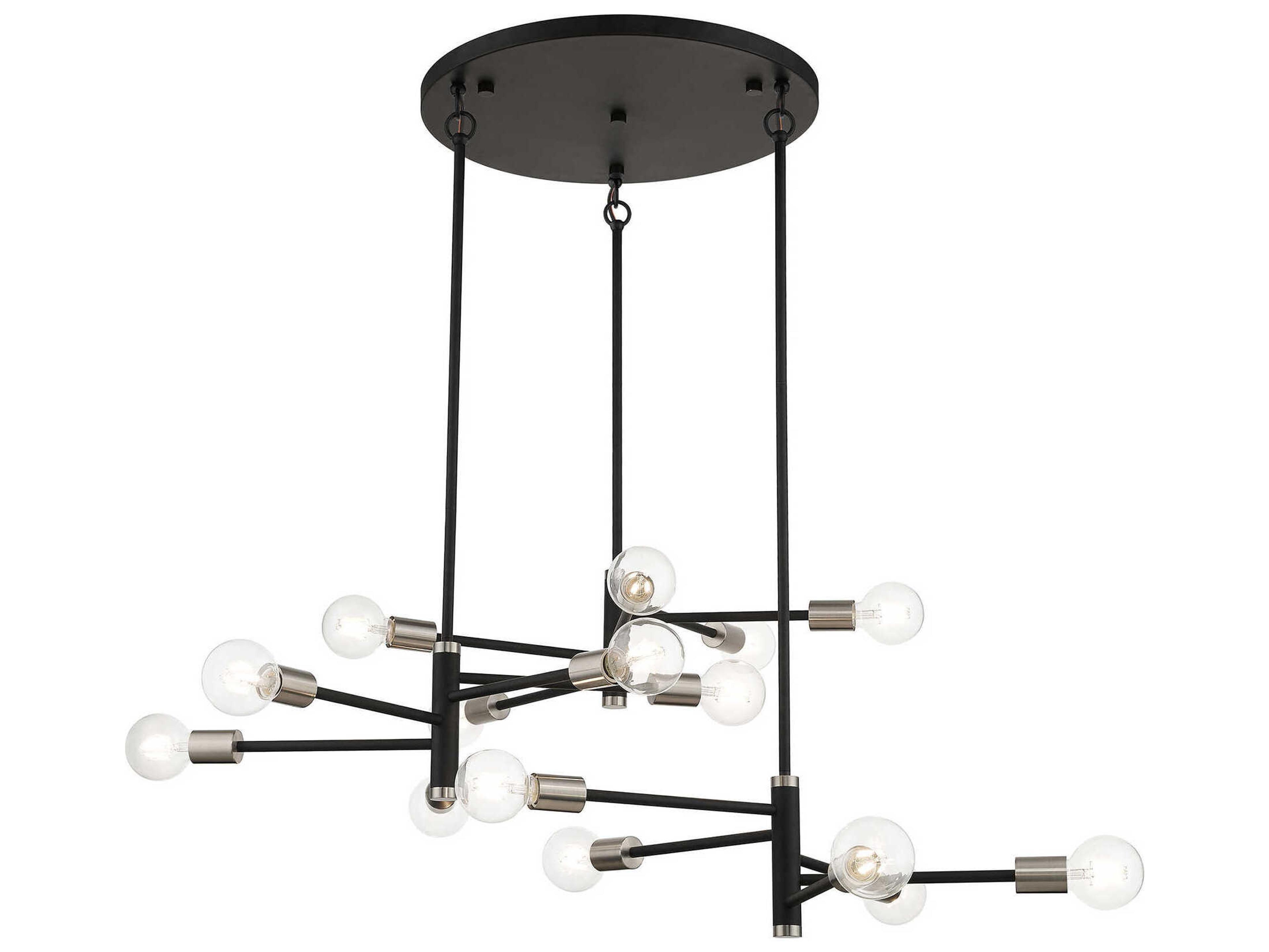 Livex Lighting Bannister 15-Light Black Brushed Nickel Linear Chandelier