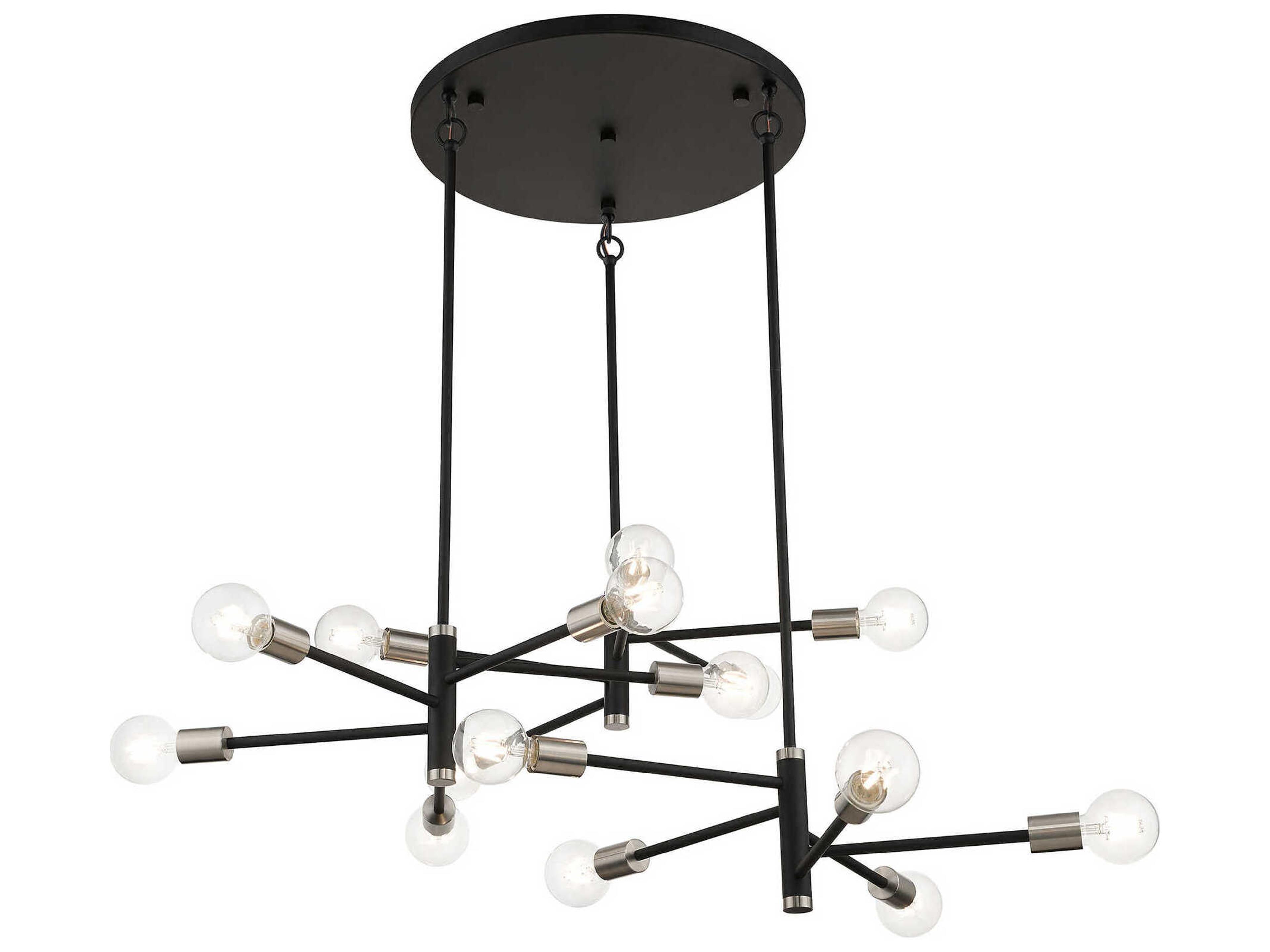 Livex Lighting Bannister 15-Light Black Brushed Nickel Linear Chandelier