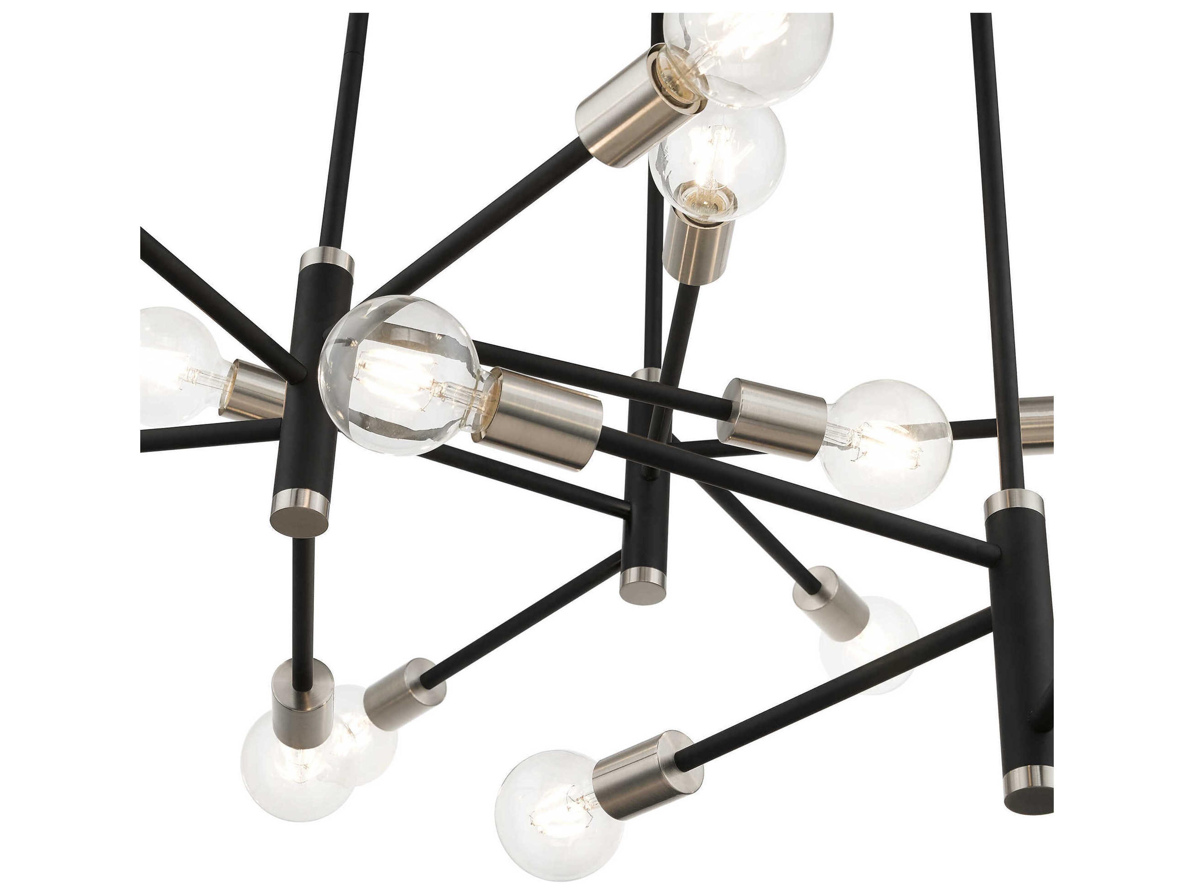 Livex Lighting Bannister 15-Light Black Brushed Nickel Linear Chandelier
