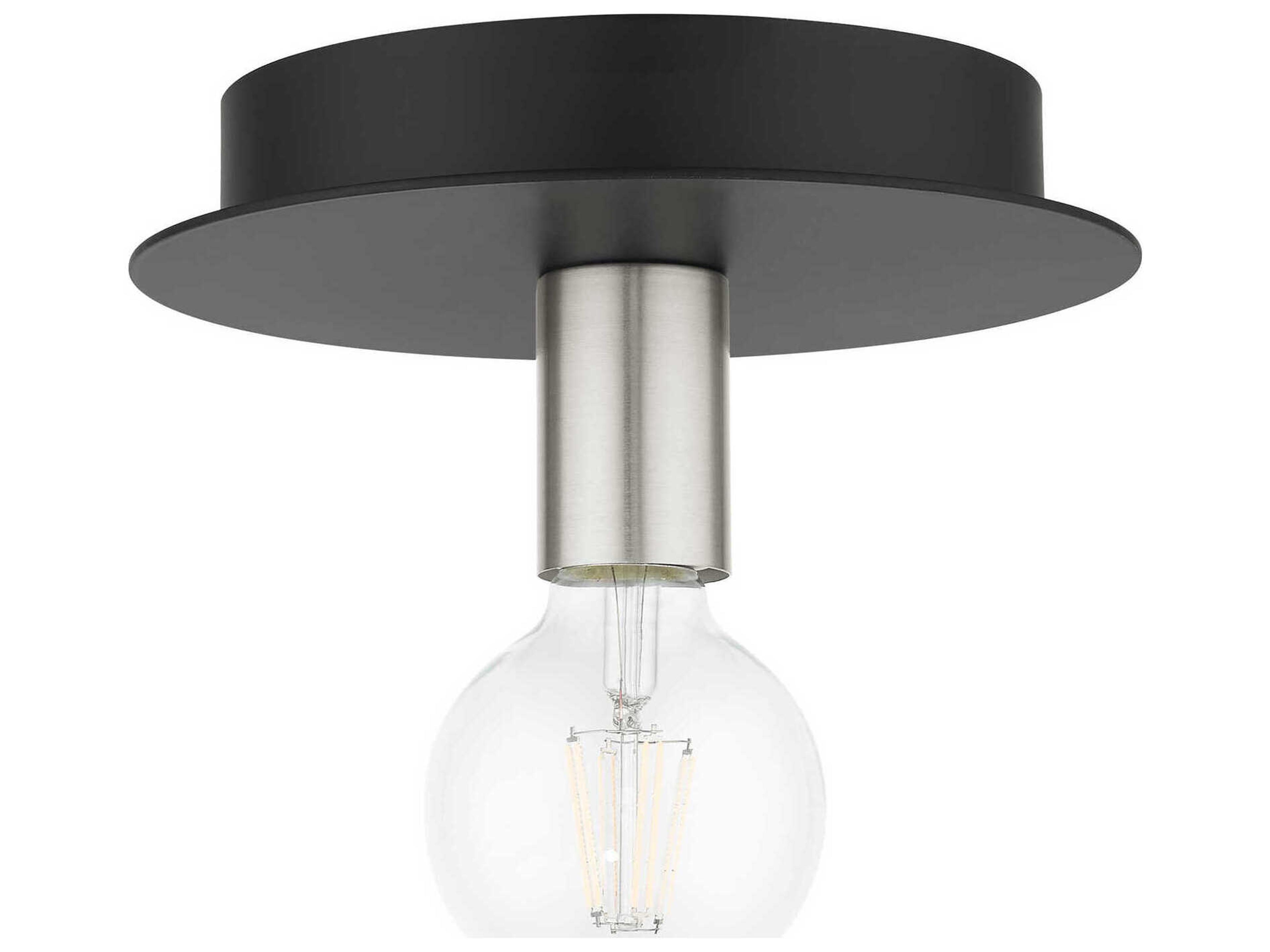 Livex Lighting Hillview 1-Light Black Globe Semi Flush Mount