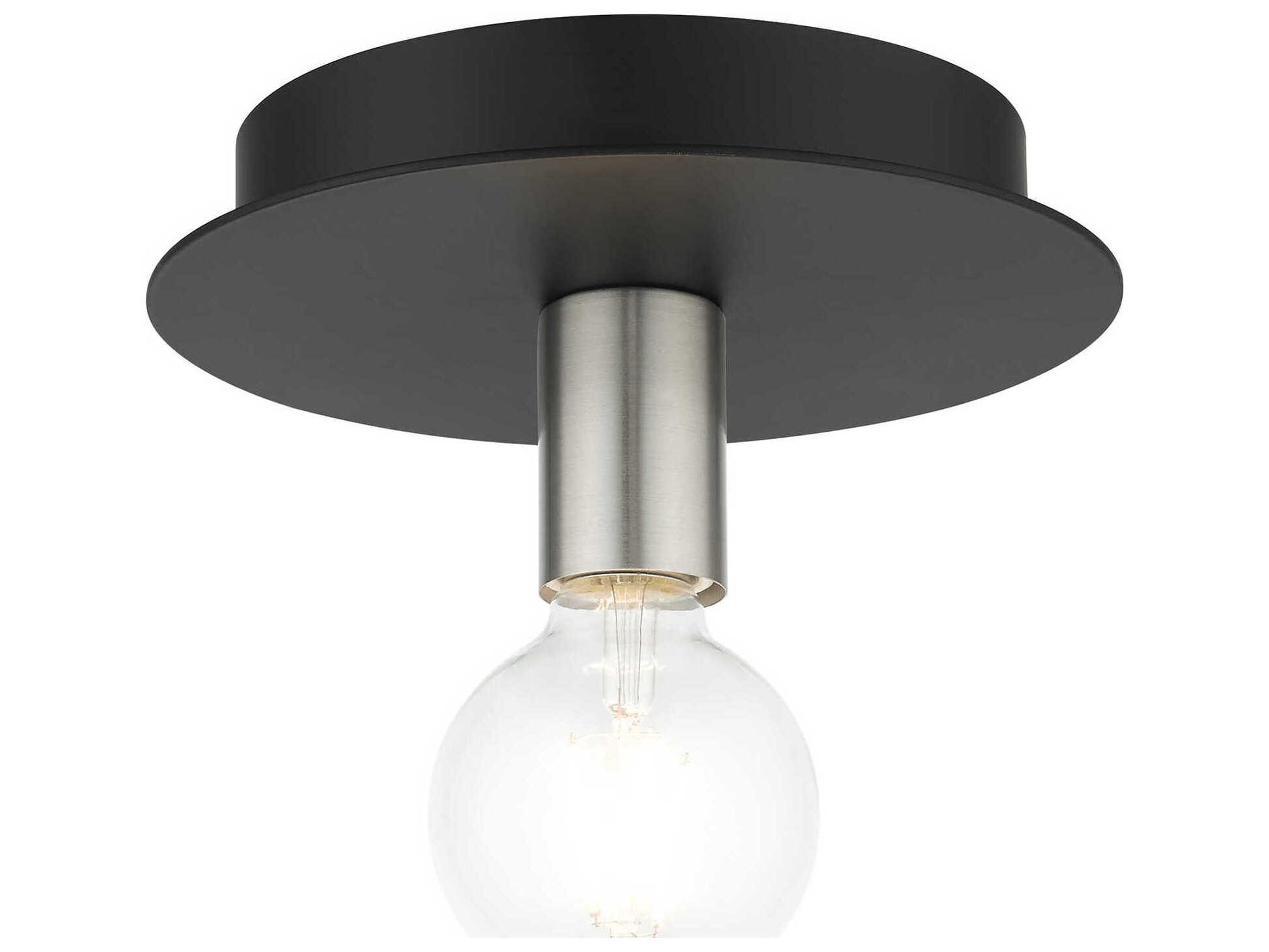 Livex Lighting Hillview 1-Light Black Globe Semi Flush Mount