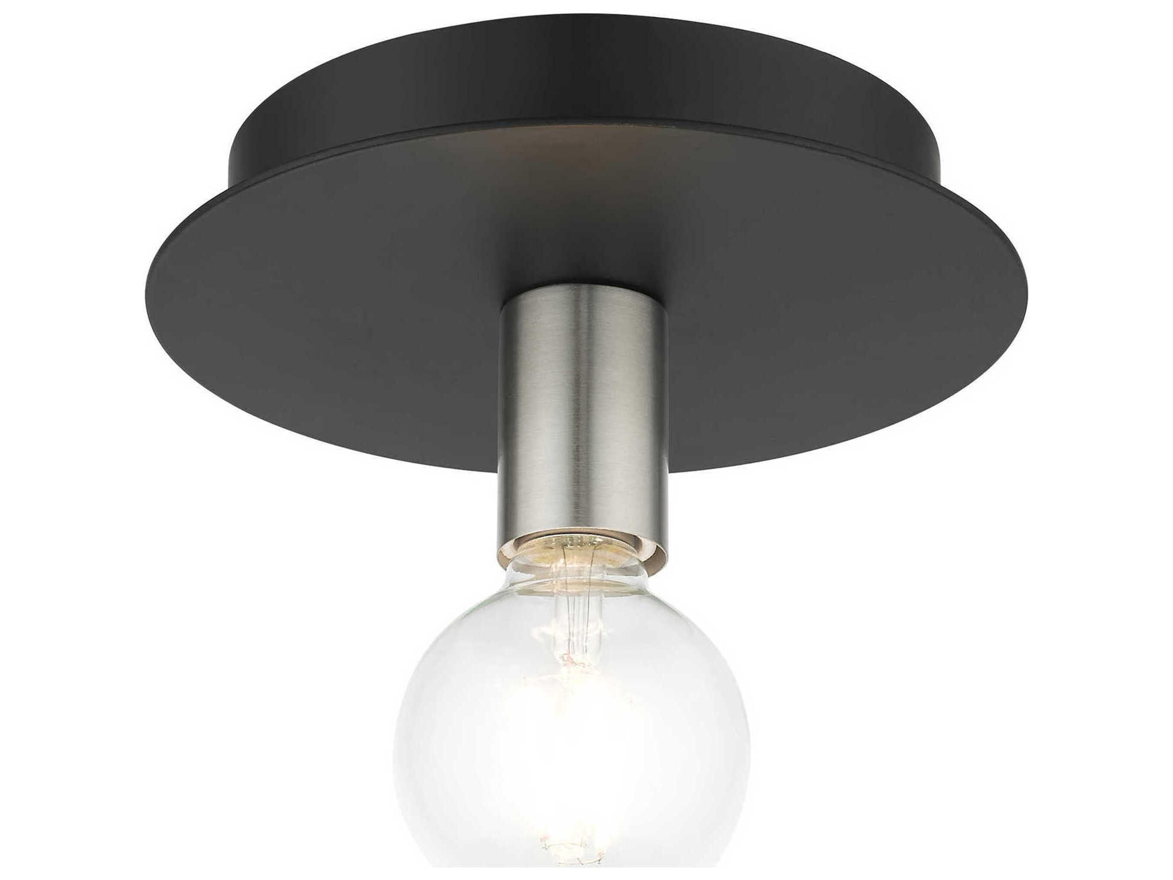 Livex Lighting Hillview 1-Light Black Globe Semi Flush Mount