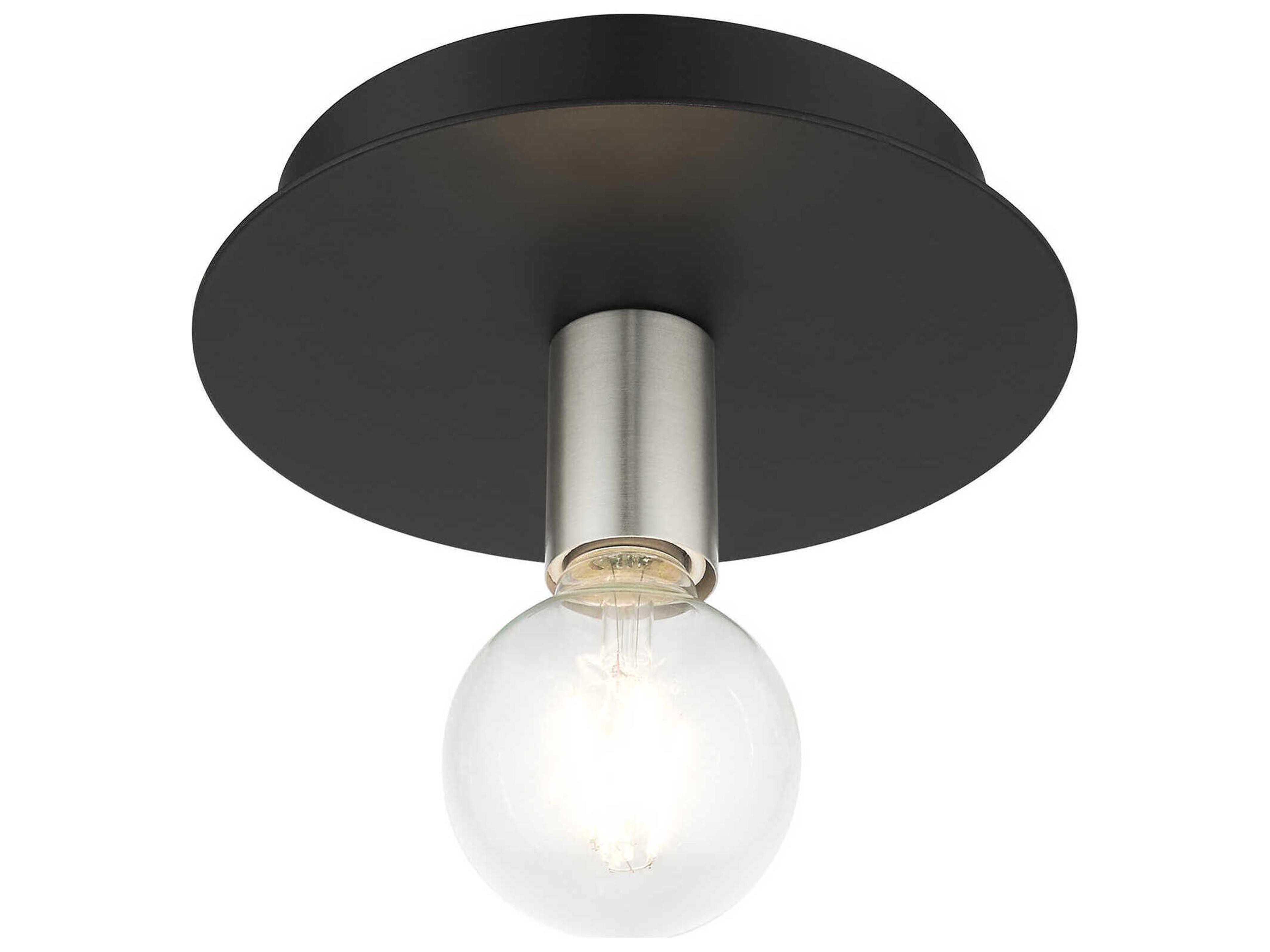Livex Lighting Hillview 1-Light Black Globe Semi Flush Mount