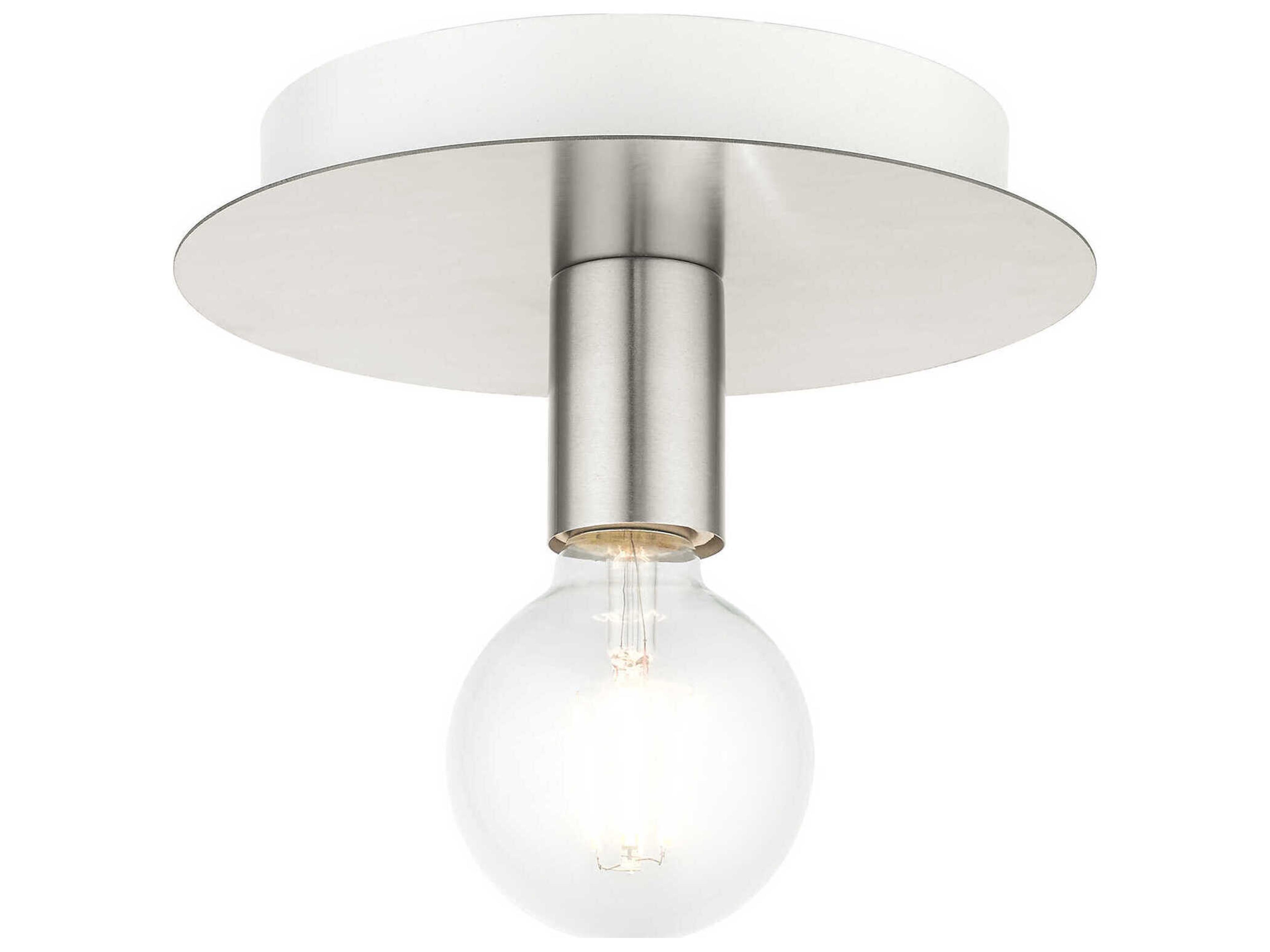 Livex Lighting Hillview 1-Light Brushed Nickel Globe Semi Flush Mount