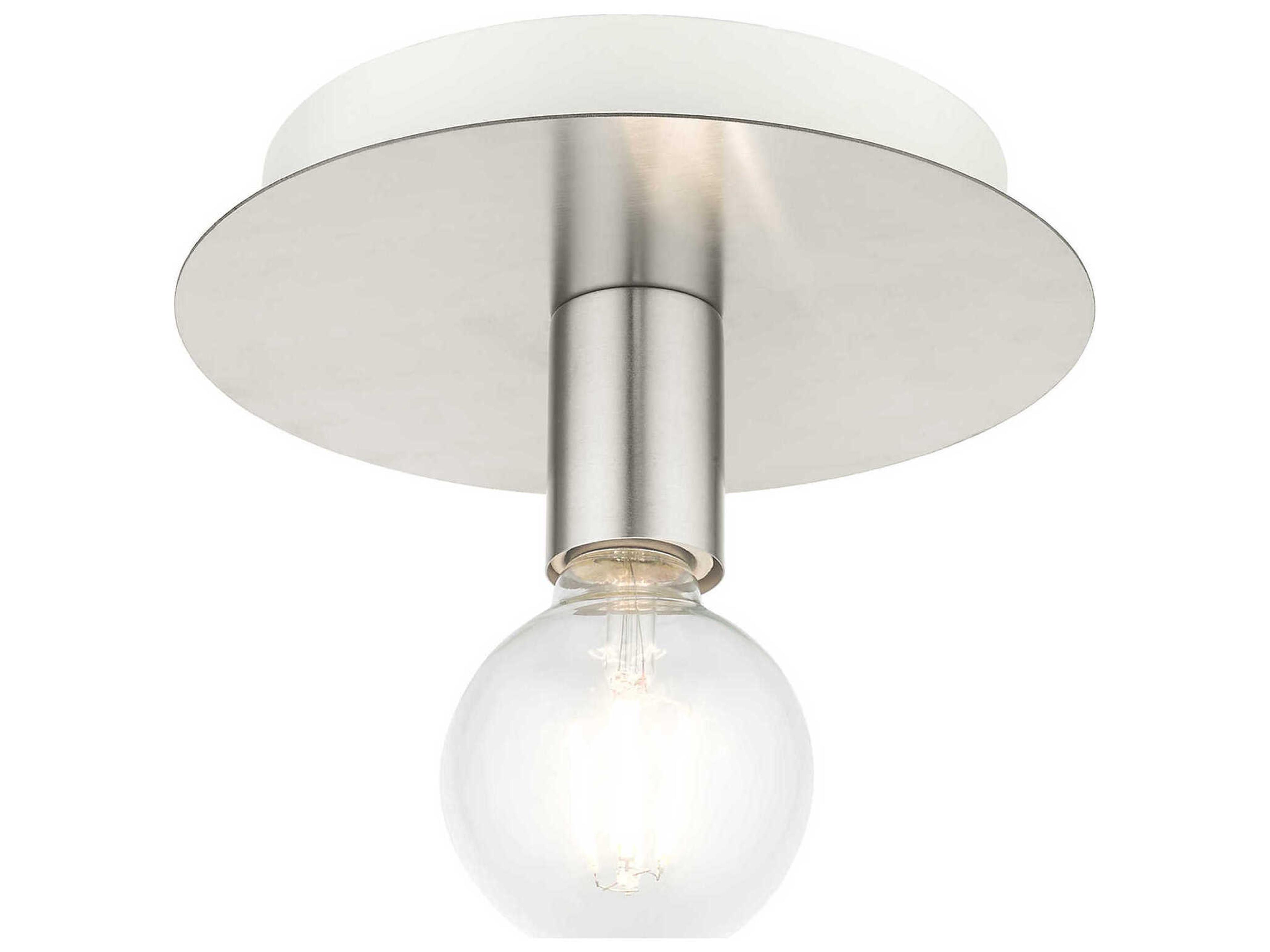 Livex Lighting Hillview 1-Light Brushed Nickel Globe Semi Flush Mount