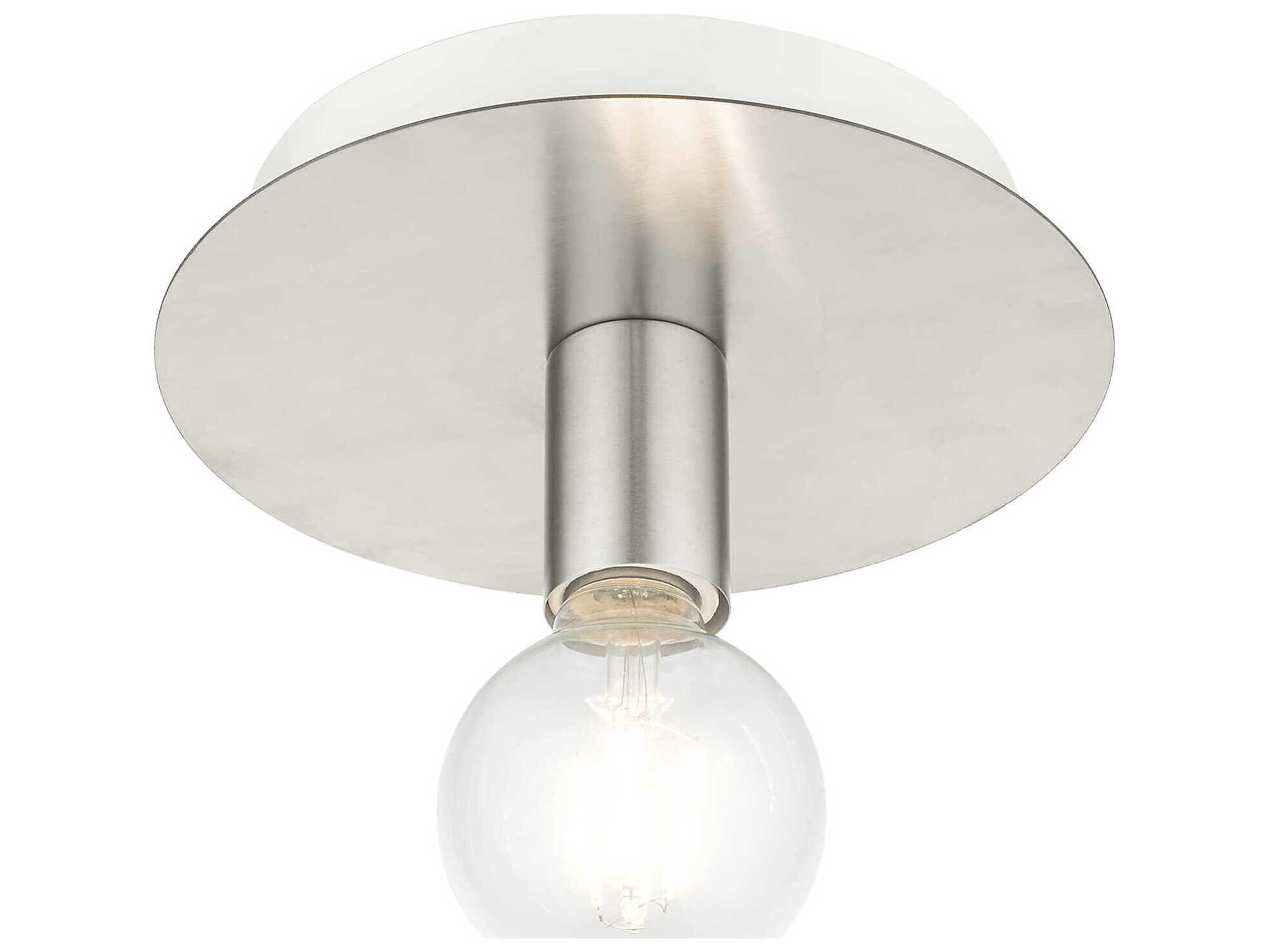 Livex Lighting Hillview 1-Light Brushed Nickel Globe Semi Flush Mount