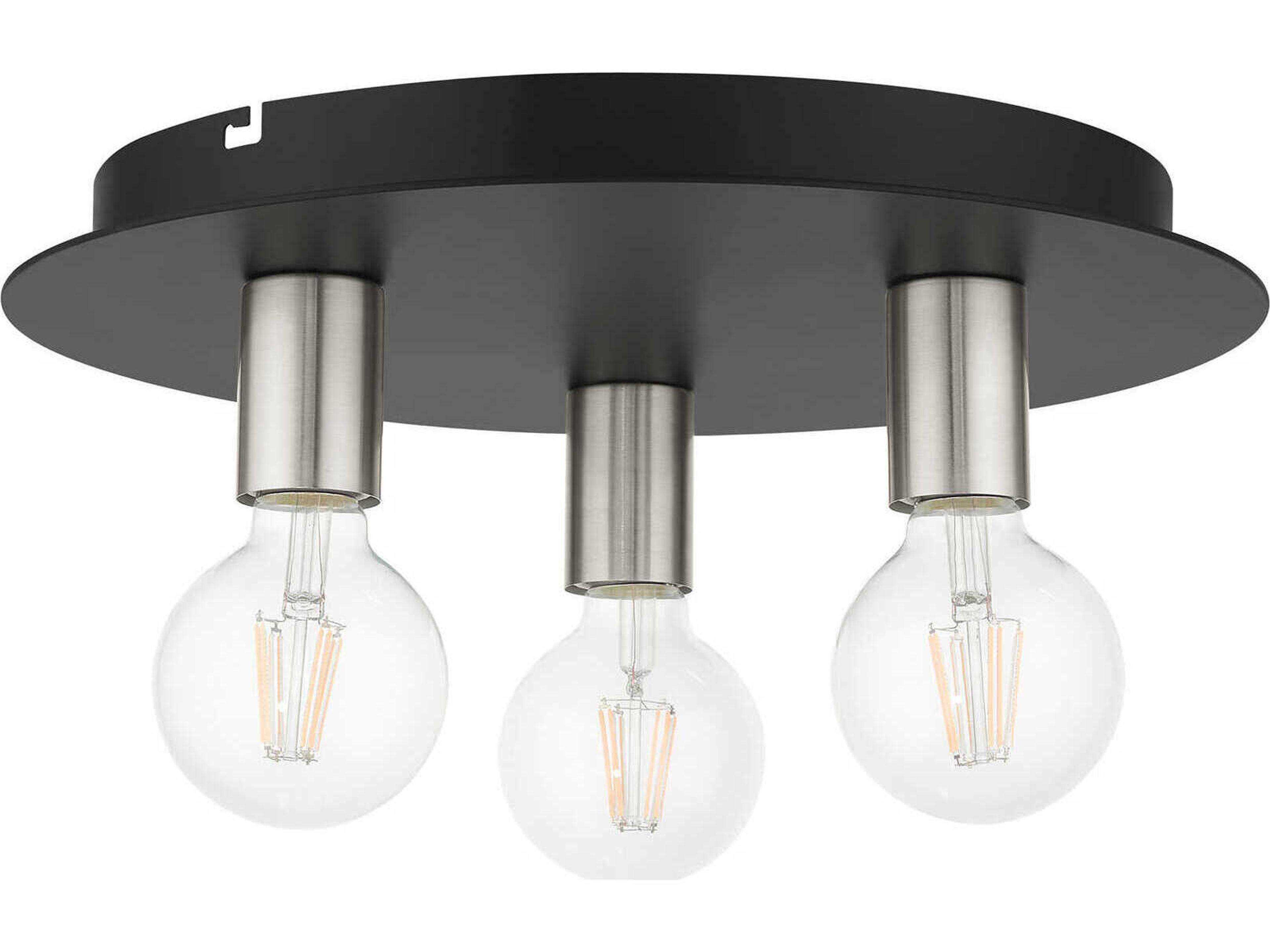 Livex Lighting Hillview 3-Light Black Globe Semi Flush Mount