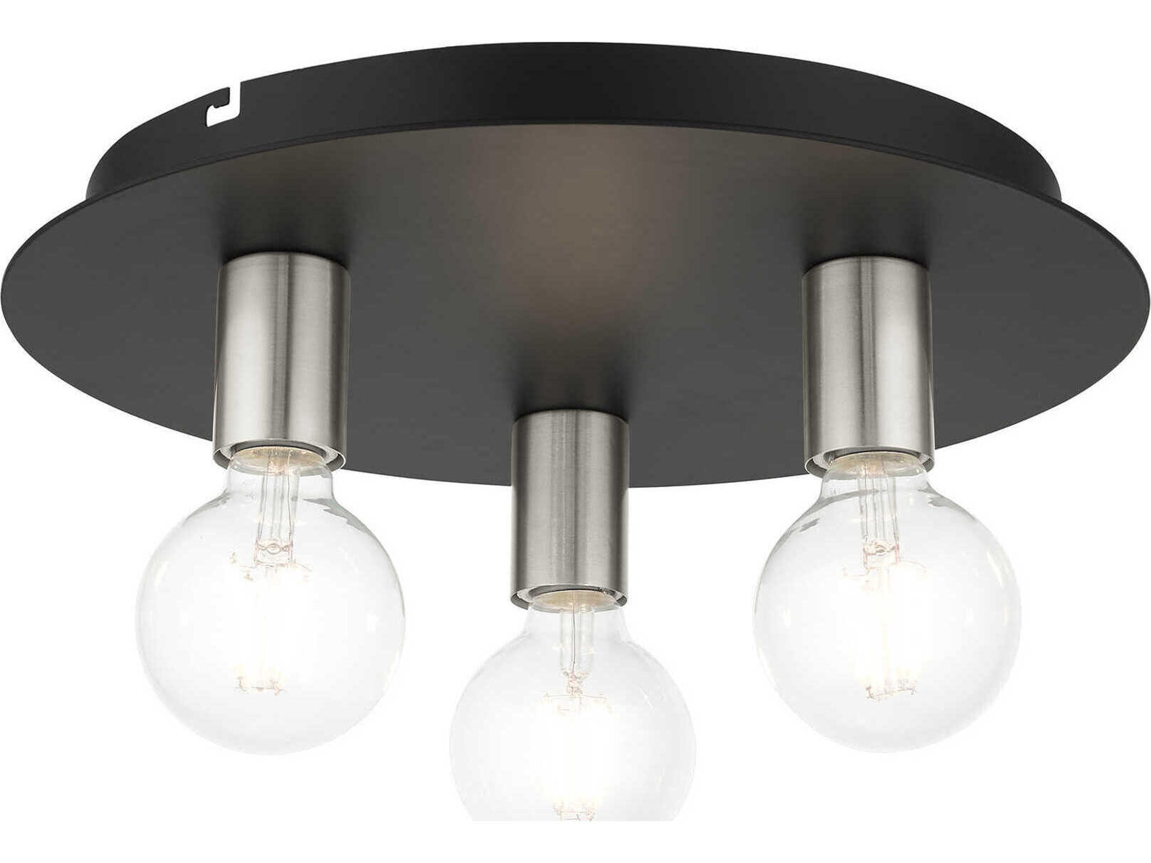 Livex Lighting Hillview 3-Light Black Globe Semi Flush Mount