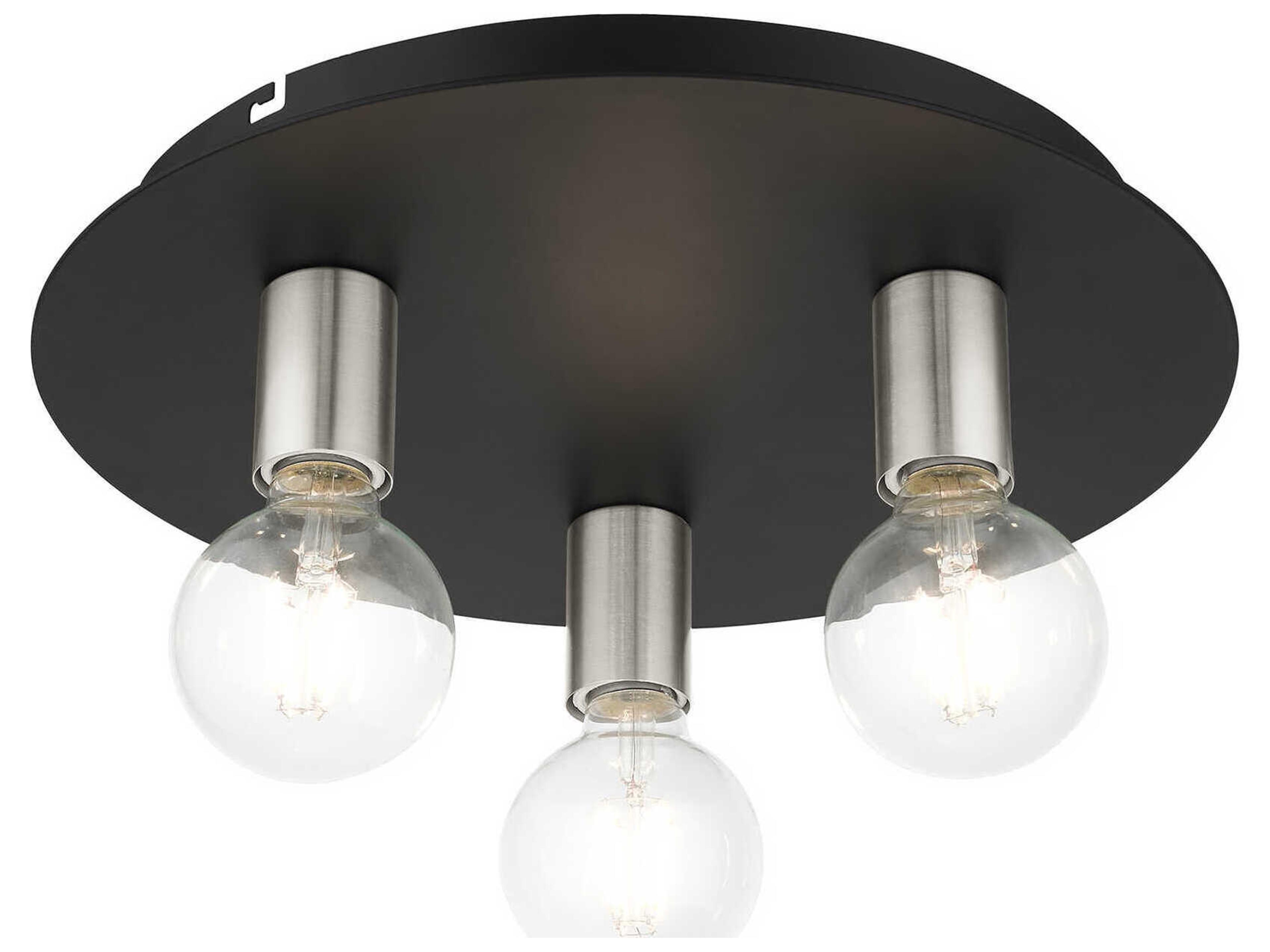 Livex Lighting Hillview 3-Light Black Globe Semi Flush Mount