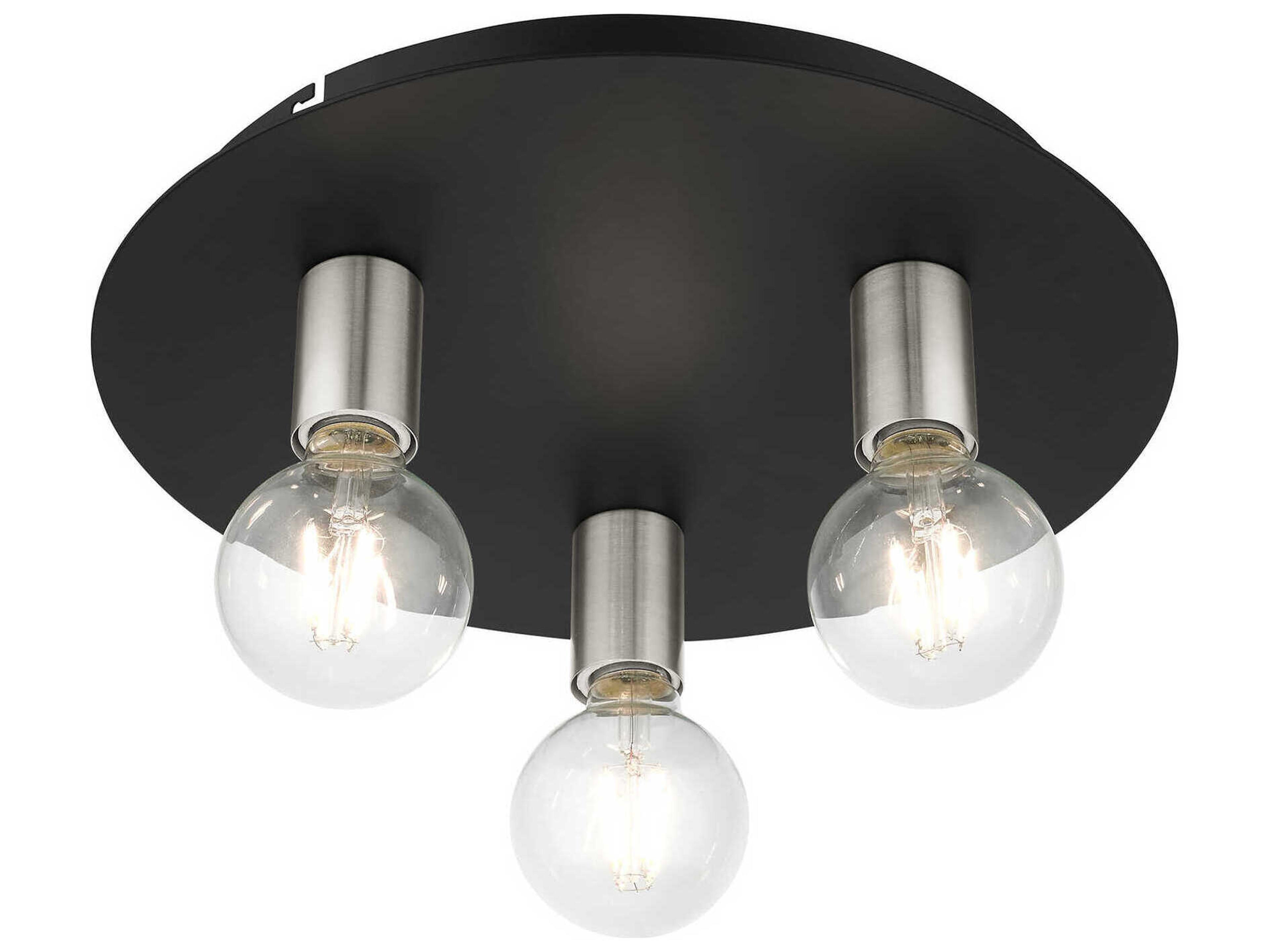 Livex Lighting Hillview 3-Light Black Globe Semi Flush Mount