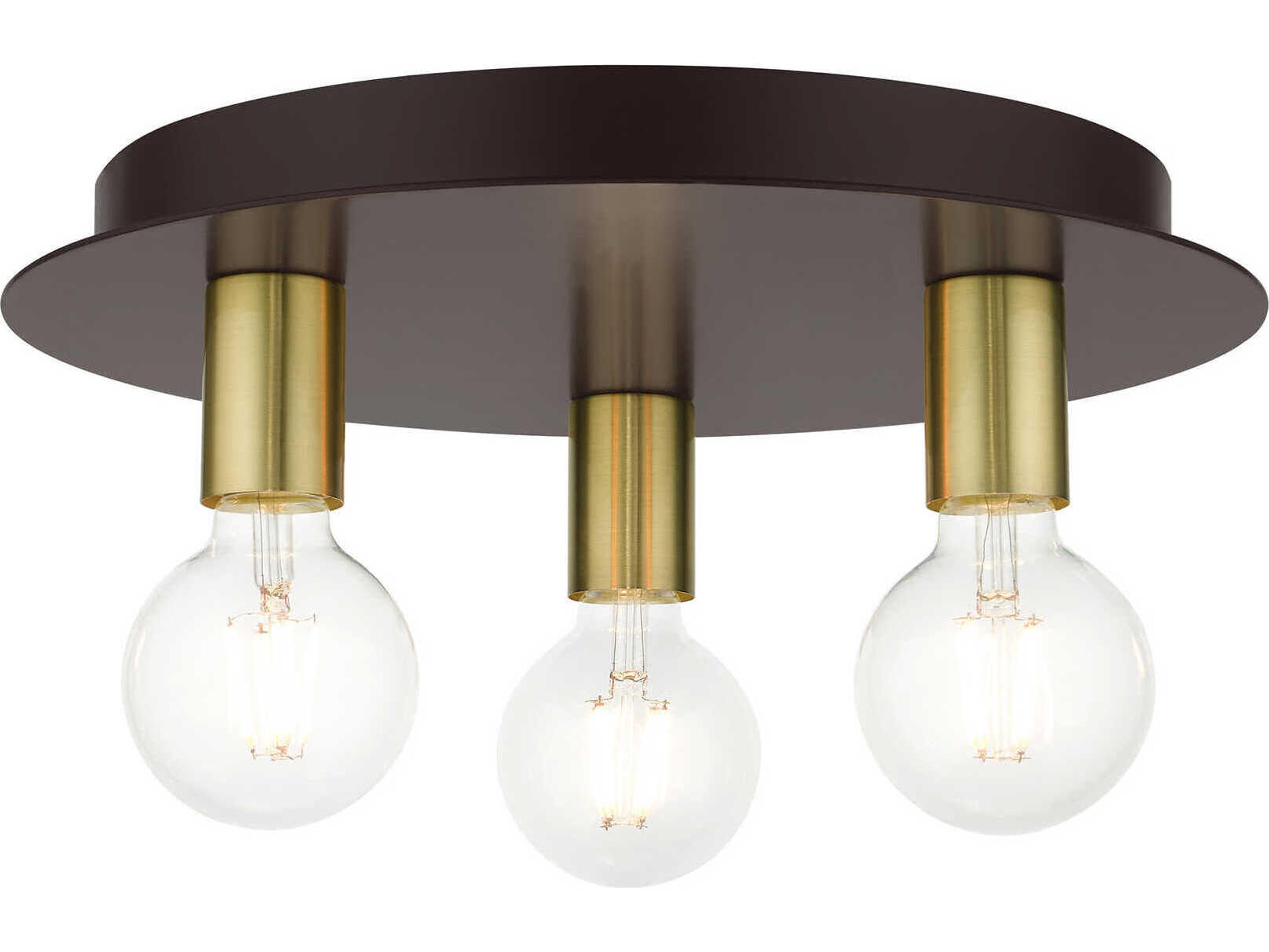 Hillview 3-Light Bronze Globe Semi Flush Mount
