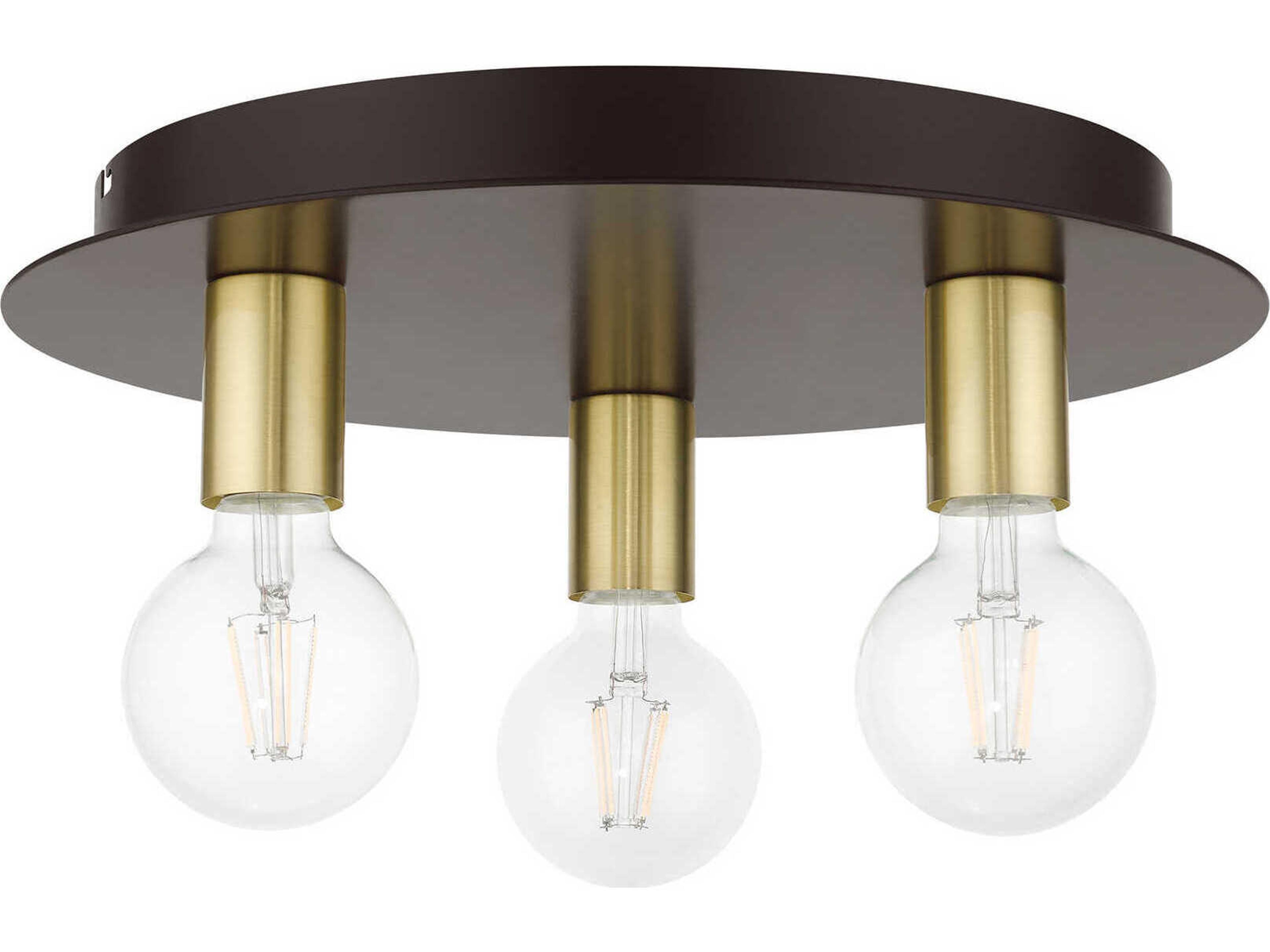 Livex Lighting Hillview 3-Light Bronze Globe Semi Flush Mount